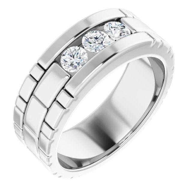 0.66 ctw Channel Set Round Diamond Men's Ring Watch Link Style