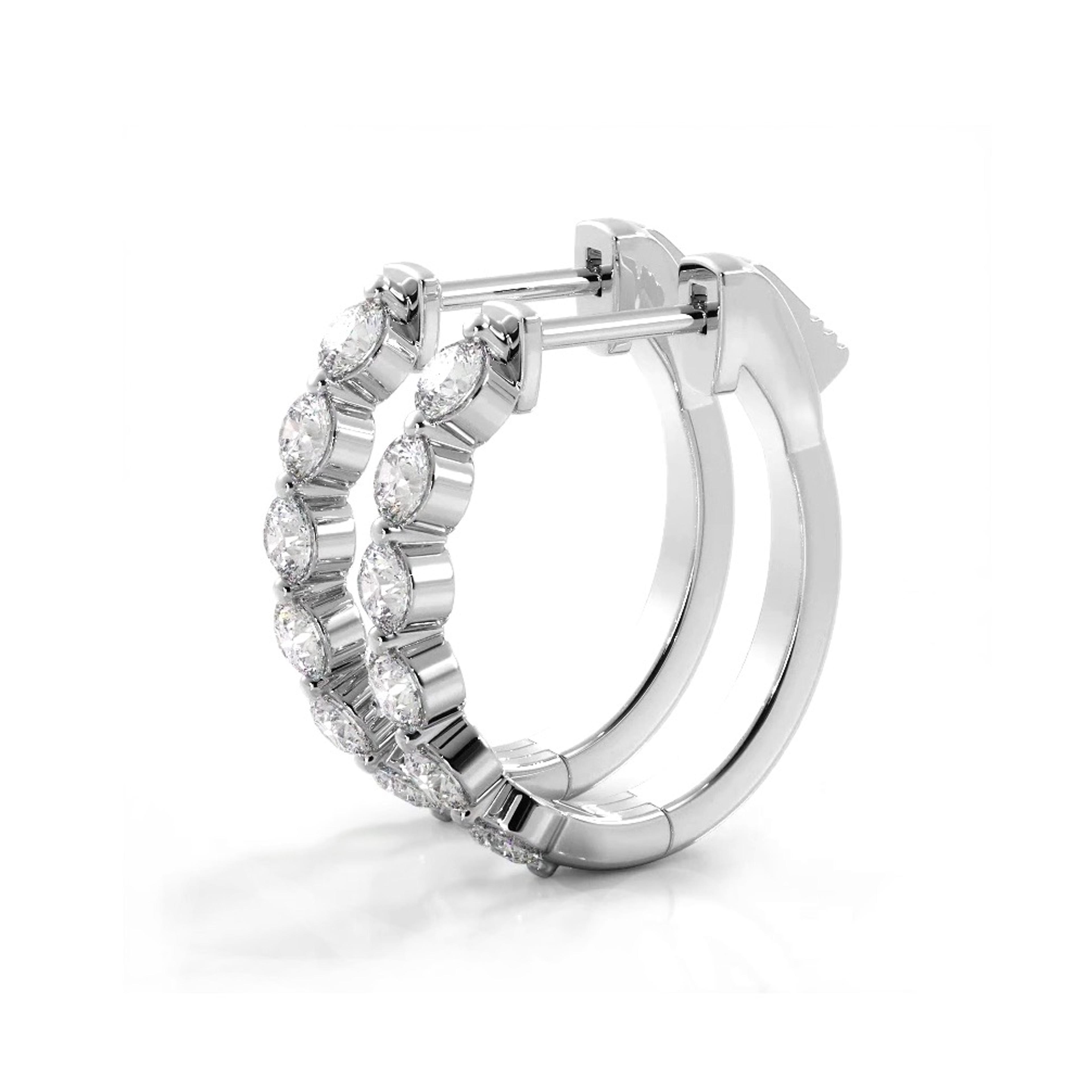 1.0 ctw. Floating Diamond Elegant Oval Hoop Earrings
