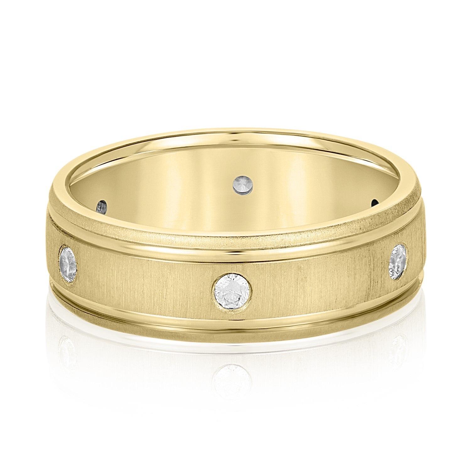 Bezel Set Diamond Men's Wedding Band