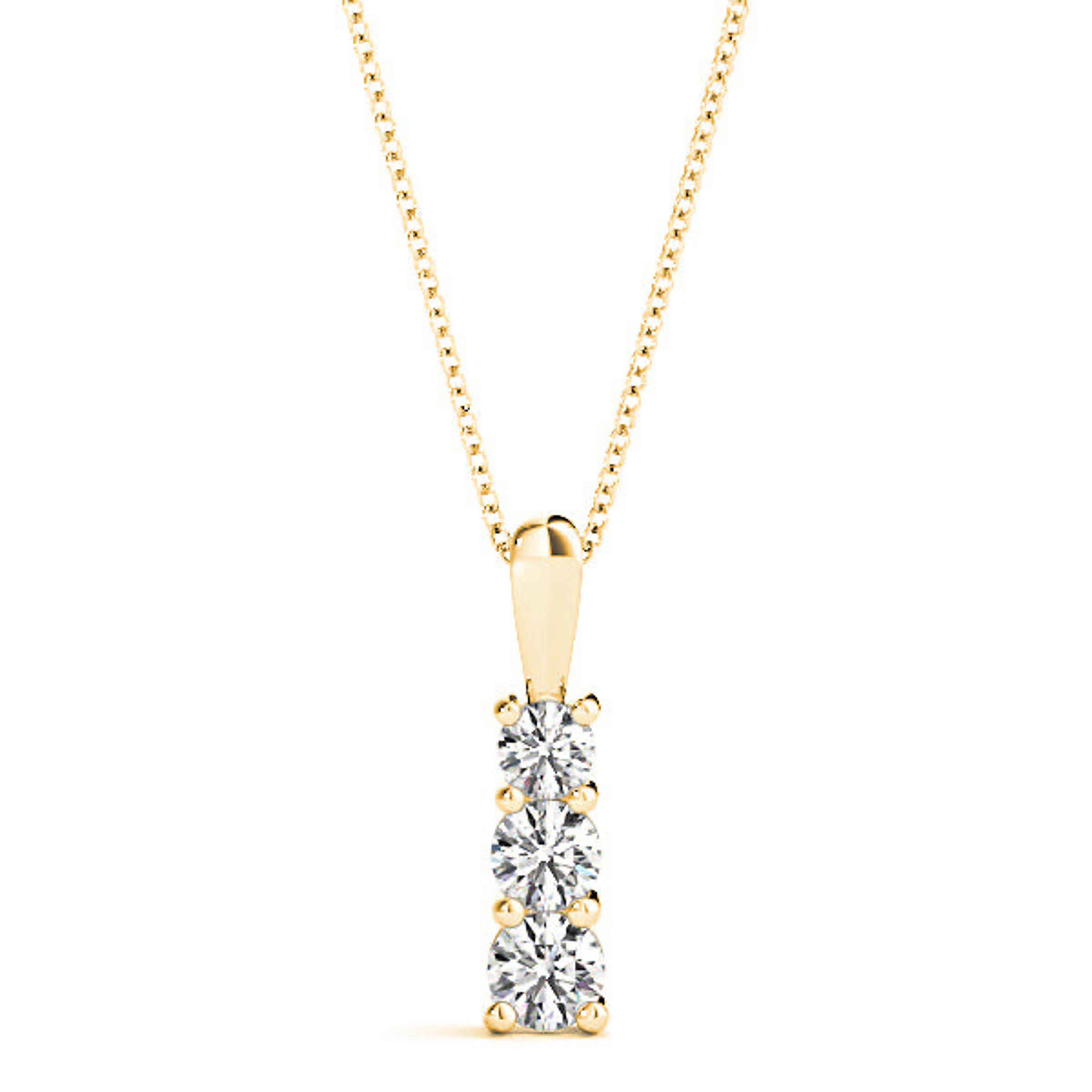 Graduated 0.35 ctw Diamond Three Stone Necklace Pendant-VIRABYANI