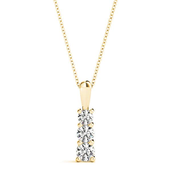 Graduated 0.35 ctw Diamond Three Stone Necklace Pendant-VIRABYANI