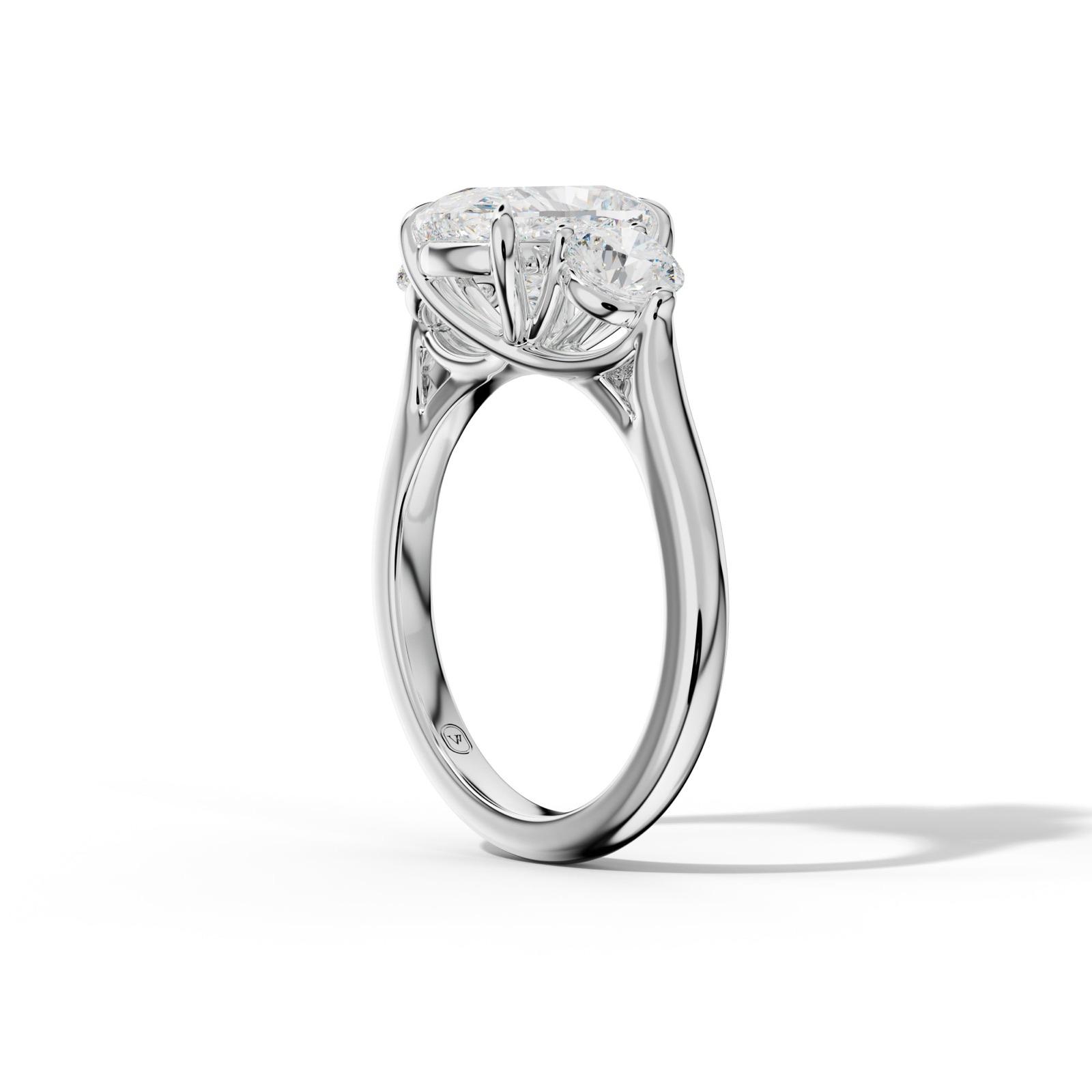 Elsa Elongated Cushion Diamond With Round Sides Engagement Ring