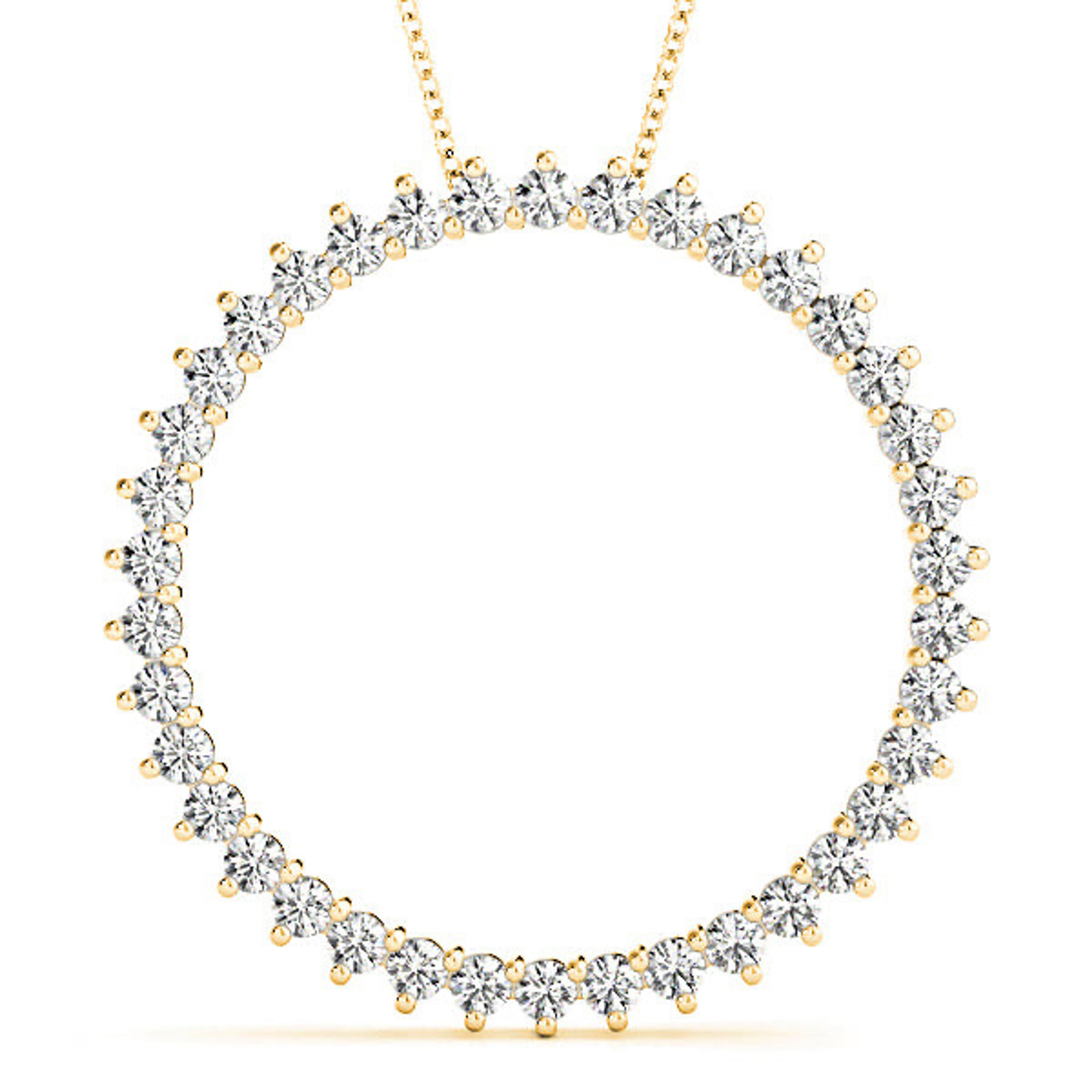 0.75 ctw Diamond Three Prong Circle Necklace Pendant-VIRABYANI