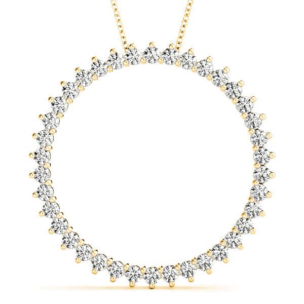 0.75 ctw Diamond Three Prong Circle Necklace Pendant-VIRABYANI