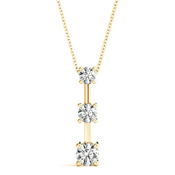 Graduated 1.00 ctw Diamond Three Stone Necklace Pendant-VIRABYANI