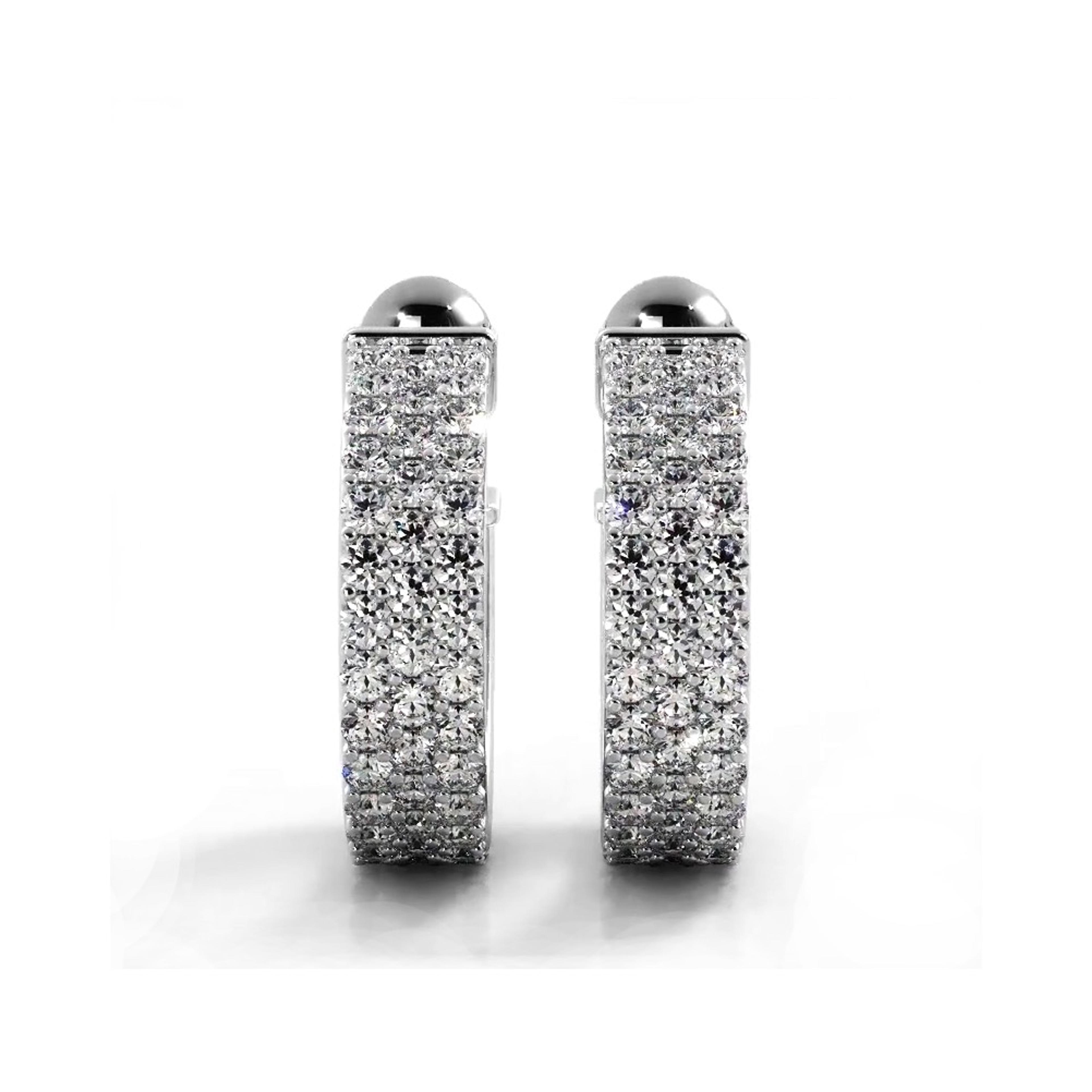 2.0 ctw. Classic Triple Row Pave Diamond Hoop Earrings