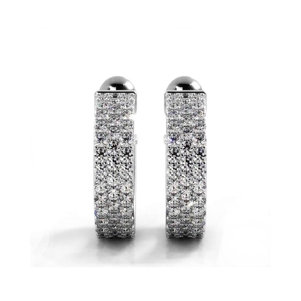 2.0 ctw. Classic Triple Row Pave Diamond Hoop Earrings