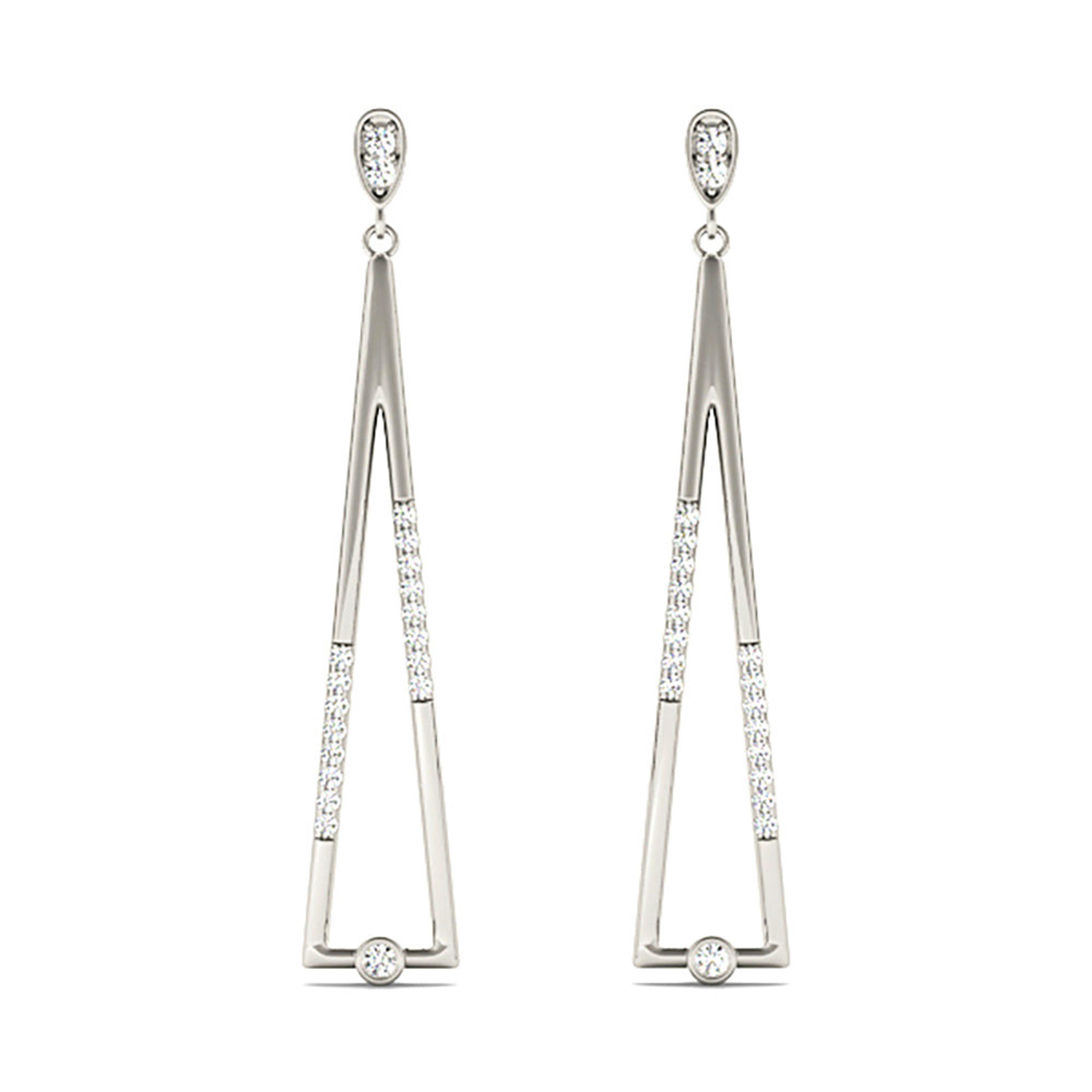 0.25 ctw Diamond Modern Drop Earrings-VIRABYANI