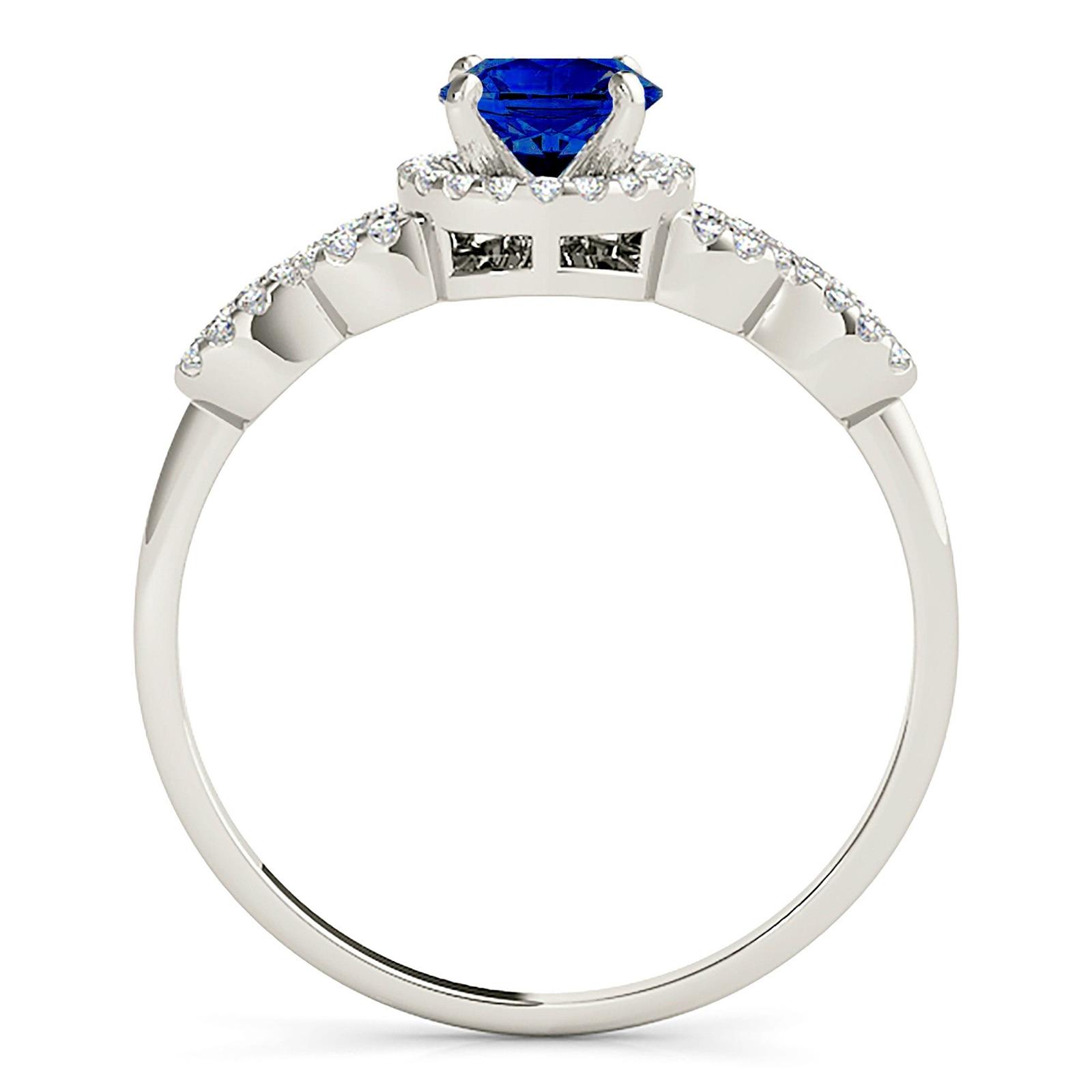 1.35 ct. Genuine Blue Sapphire Ring Halo style