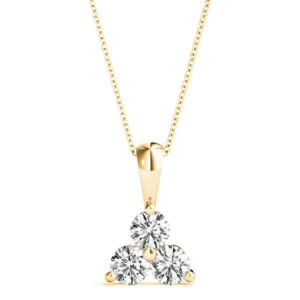 1.00 ctw Diamond Three Stone Necklace Pendant-VIRABYANI