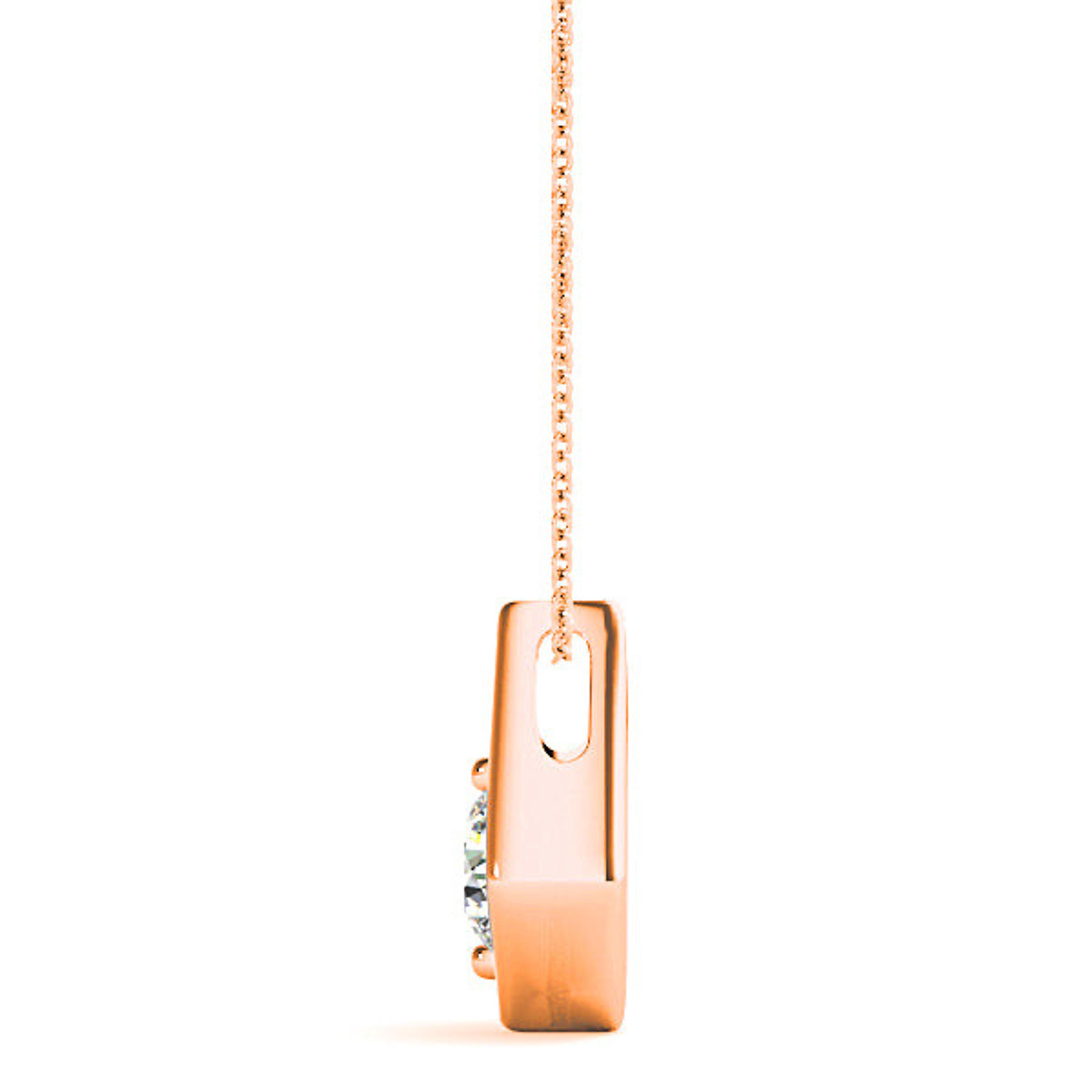 Two Prong Round Diamond Solitaire Necklace Pendant-VIRABYANI