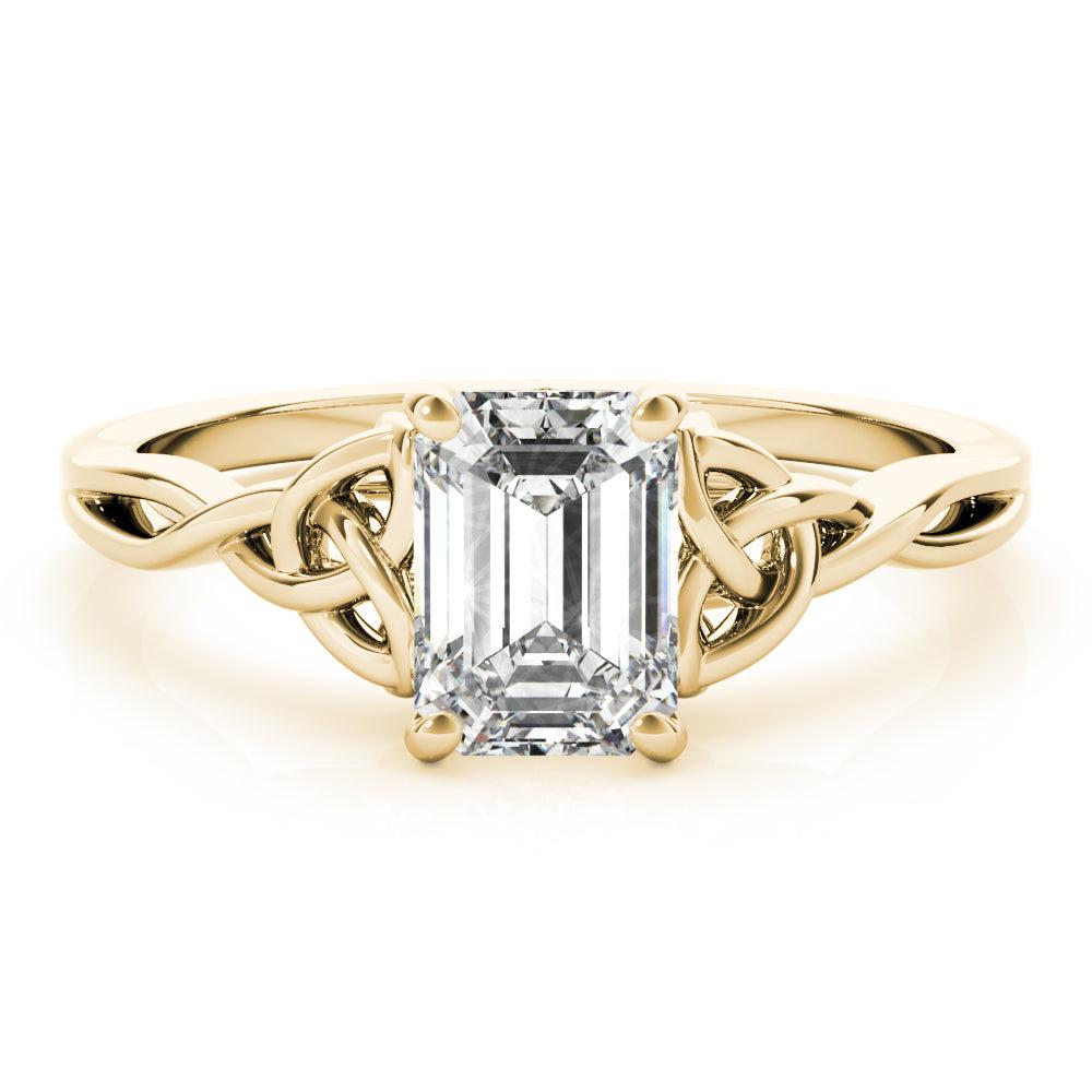 Celtic Love Knot Emerald Diamond Solitaire Engagement Ring