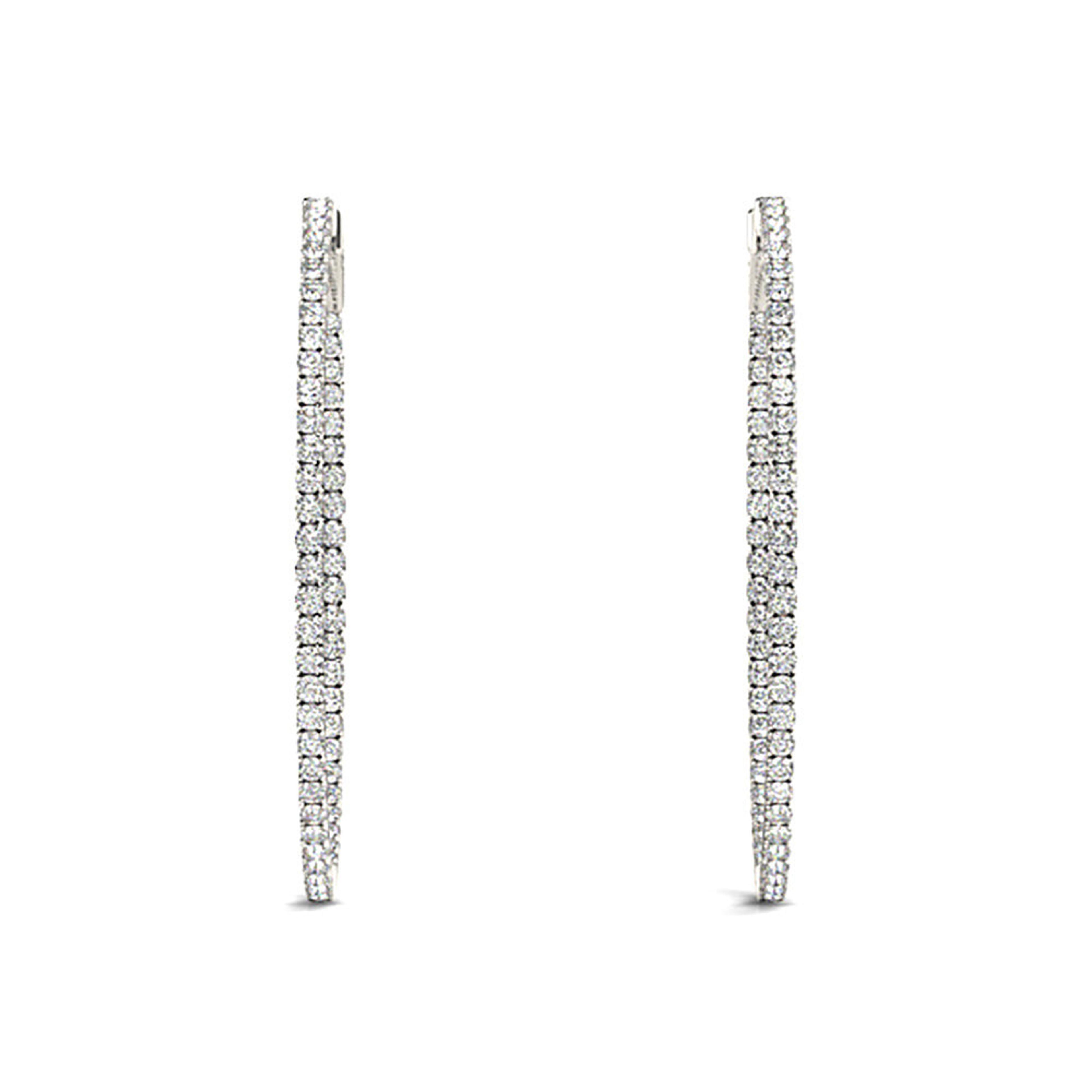2.25 ctw Diamond Hoop Earrings Oval Inside-Out