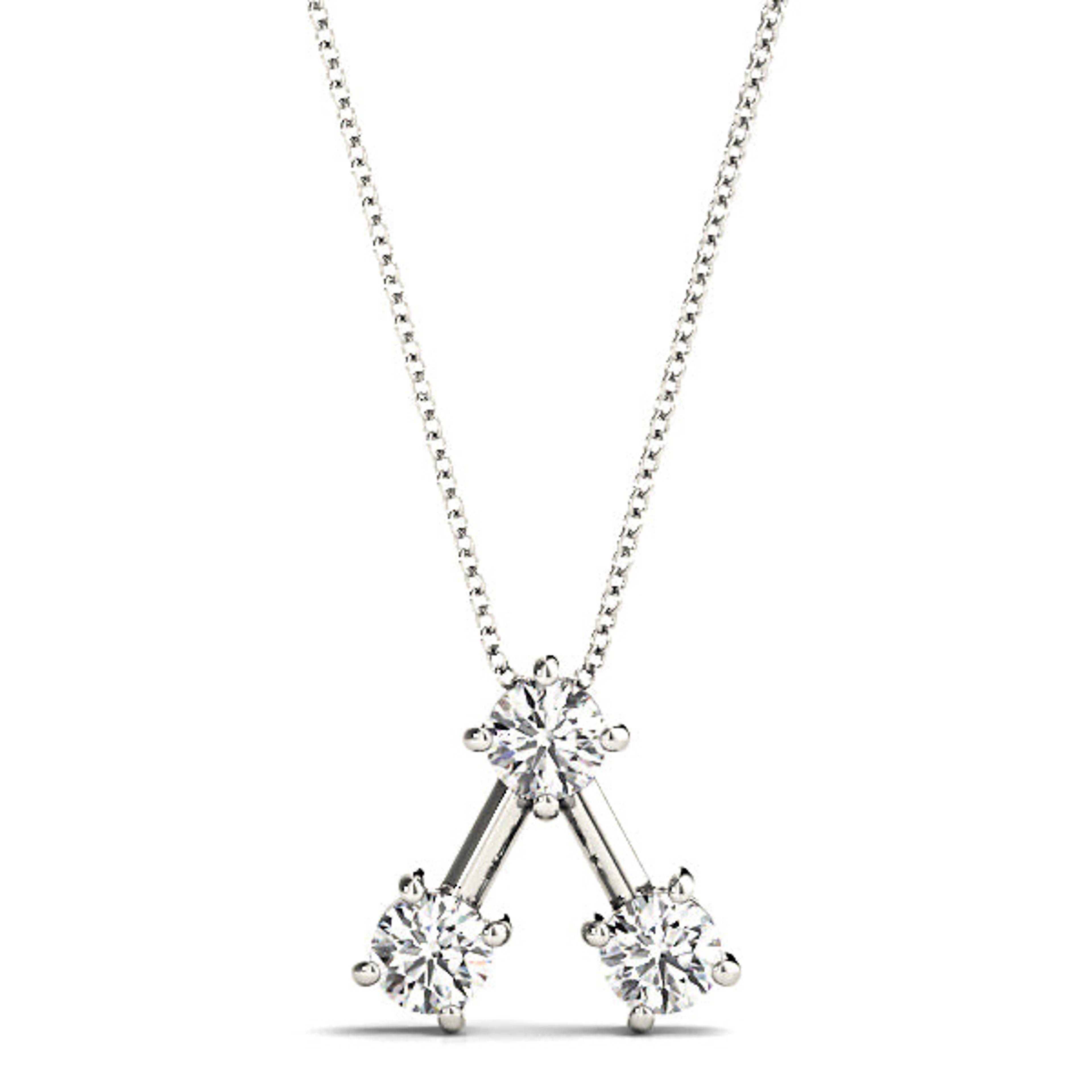 1.00 ctw Round Diamond Three Stone Necklace Pendant-VIRABYANI
