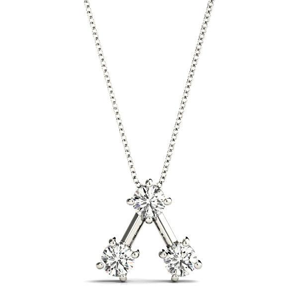 1.00 ctw Round Diamond Three Stone Necklace Pendant-VIRABYANI
