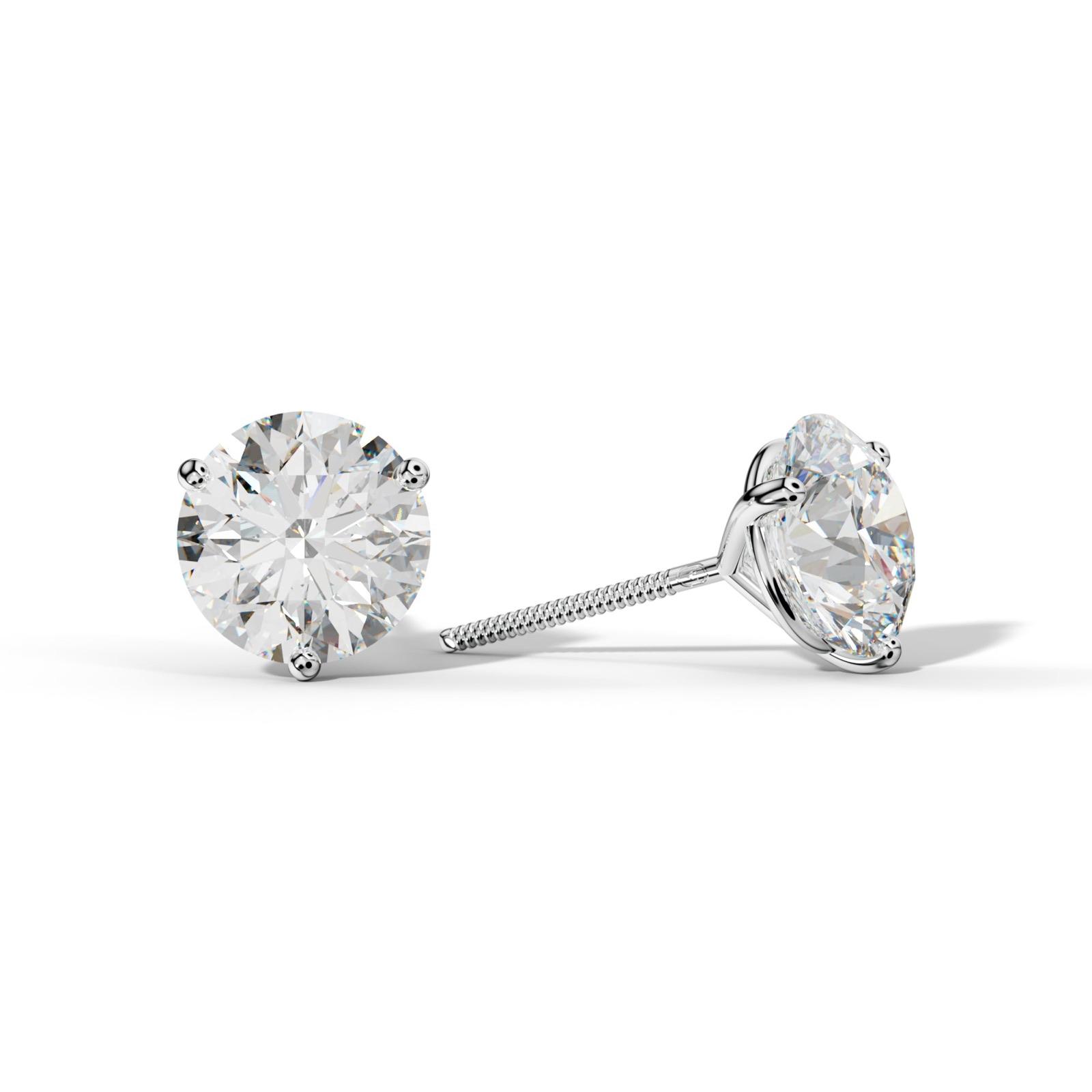 Three Prong Diamond Stud Earrings