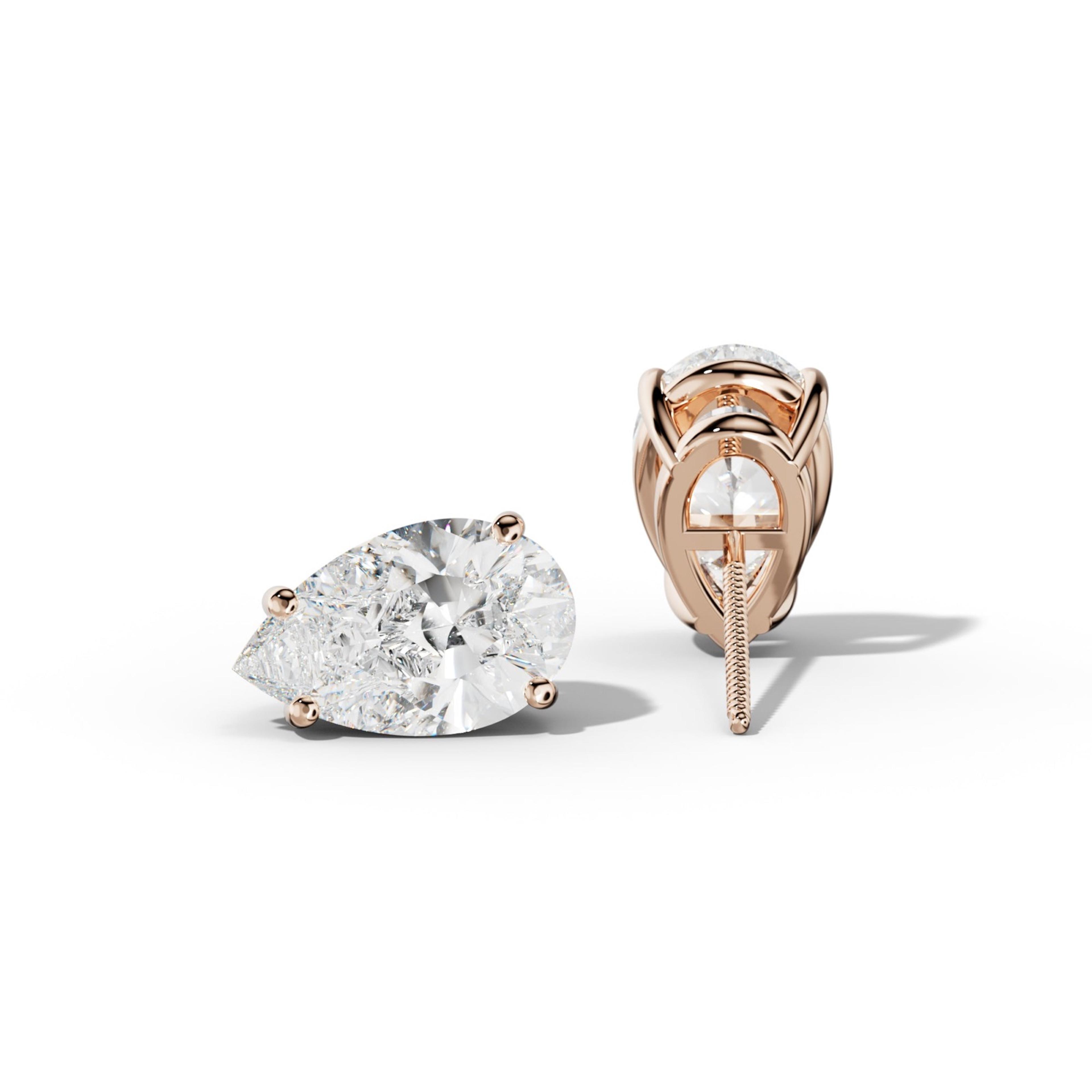 Classic Pear Shape Diamond Stud Earrings