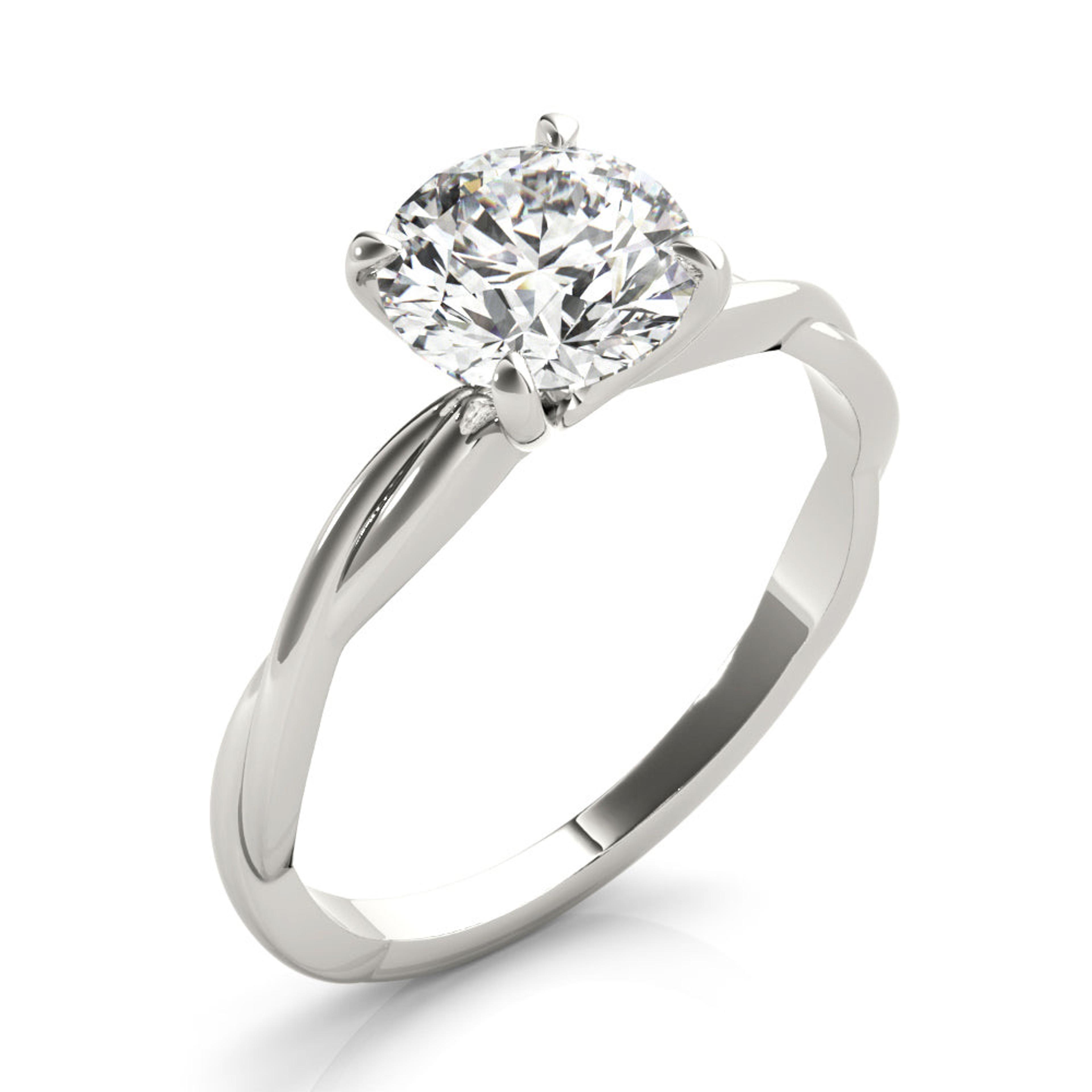 Twisted Vine Round Diamond Solitaire Engagement Ring