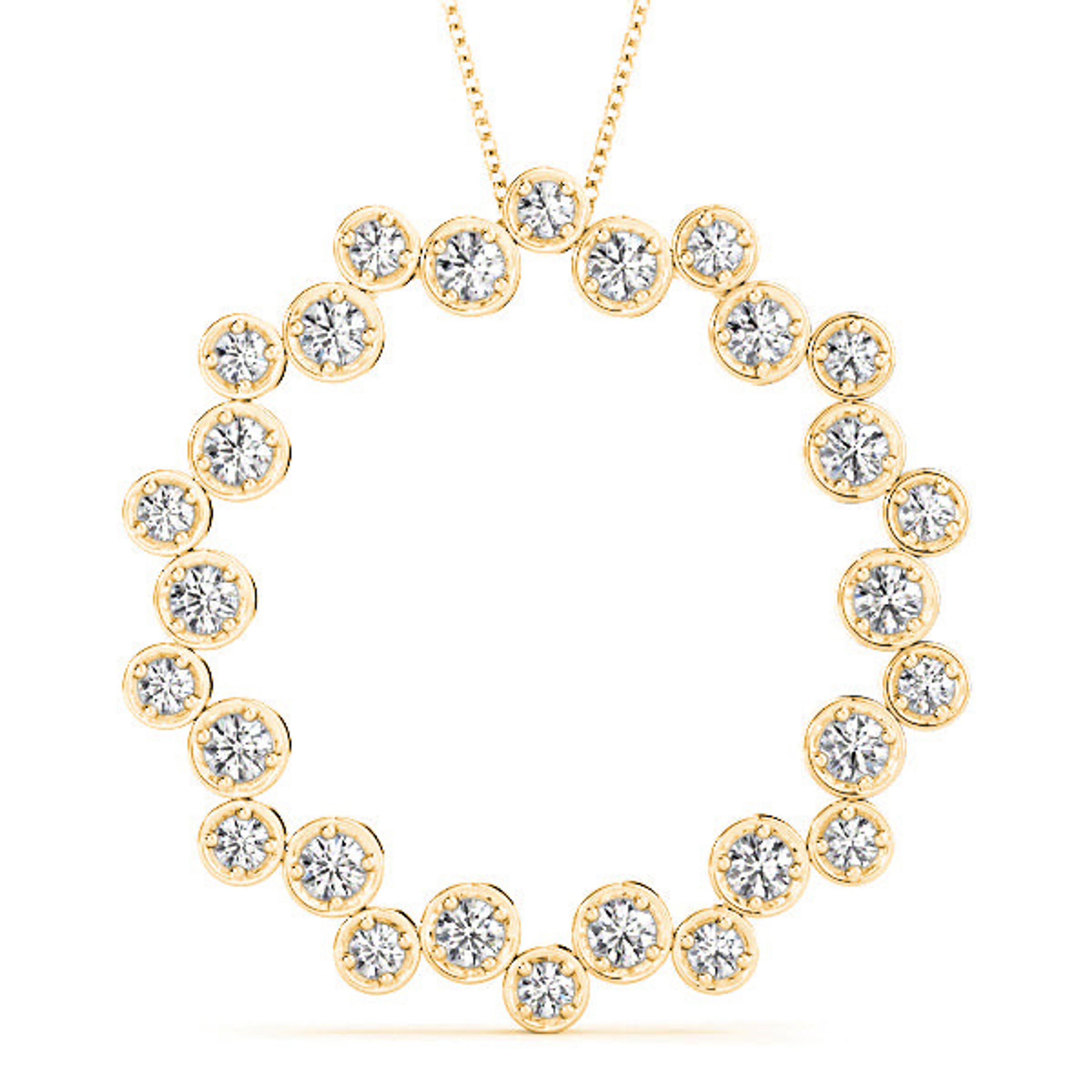 1.00 ctw Diamond Circle Necklace Pendant-VIRABYANI