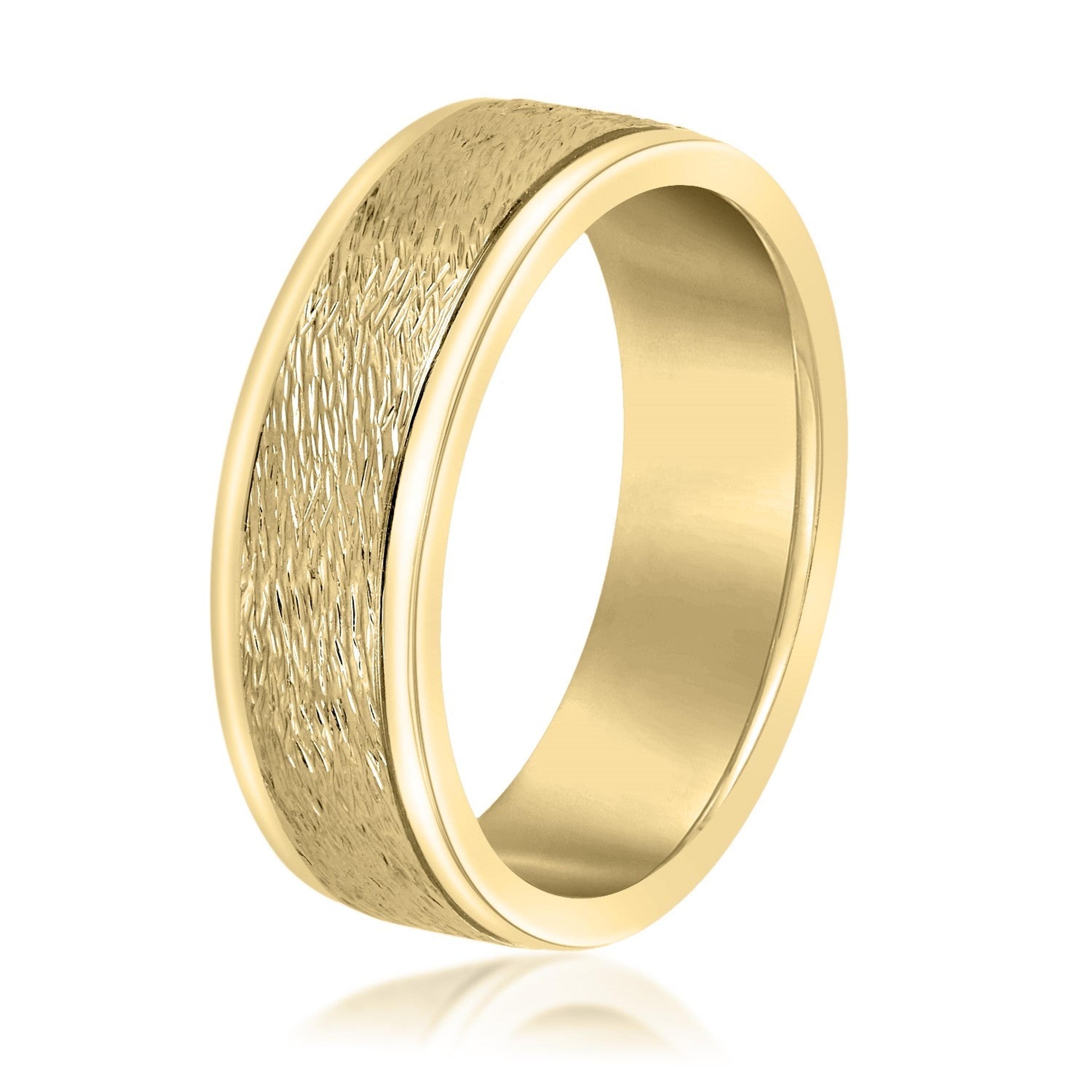 Men's Coarse Matte Brushed Finish Modern Wedding Band
