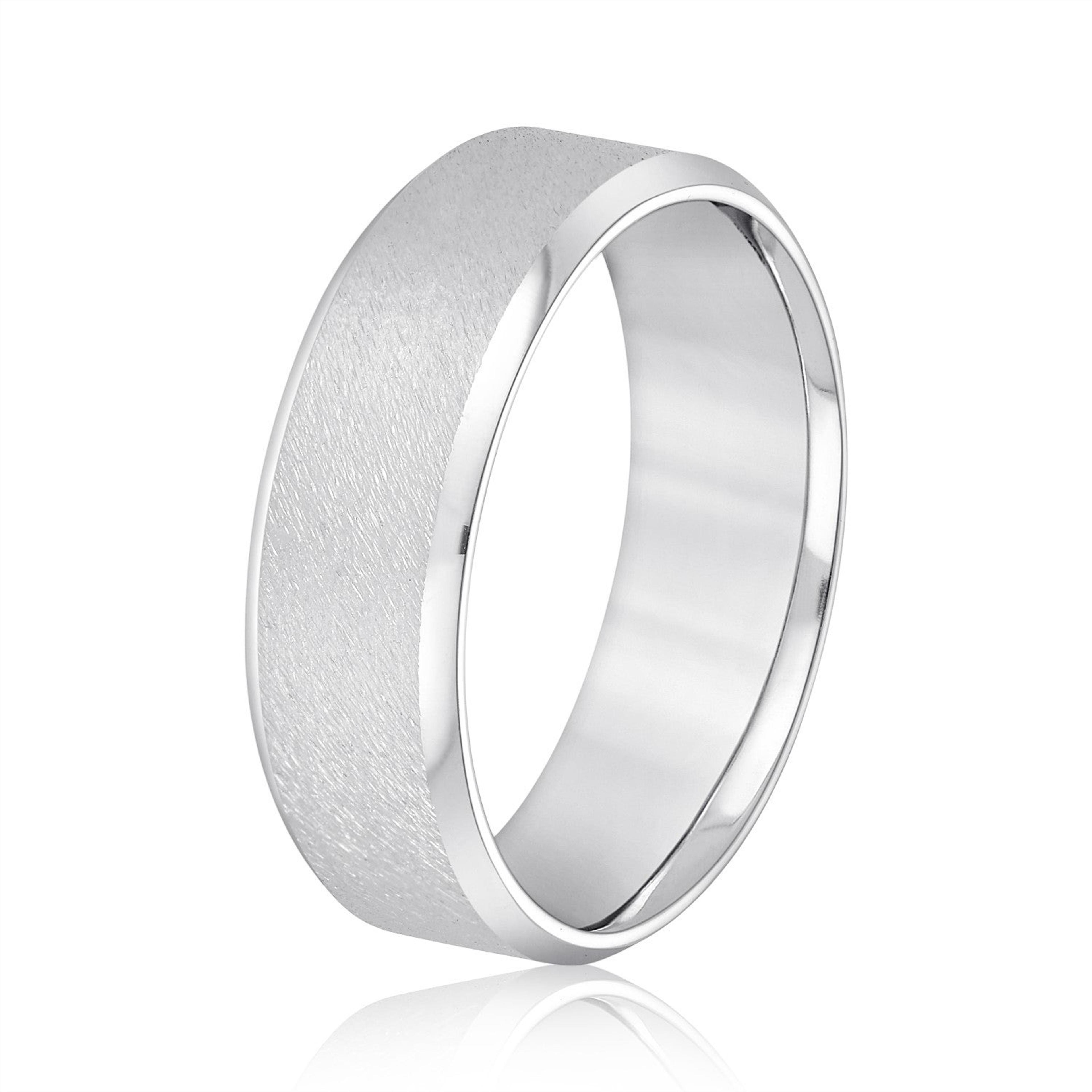 Beveled Edge Comfort Fit Sandblasted Finish Men's Band