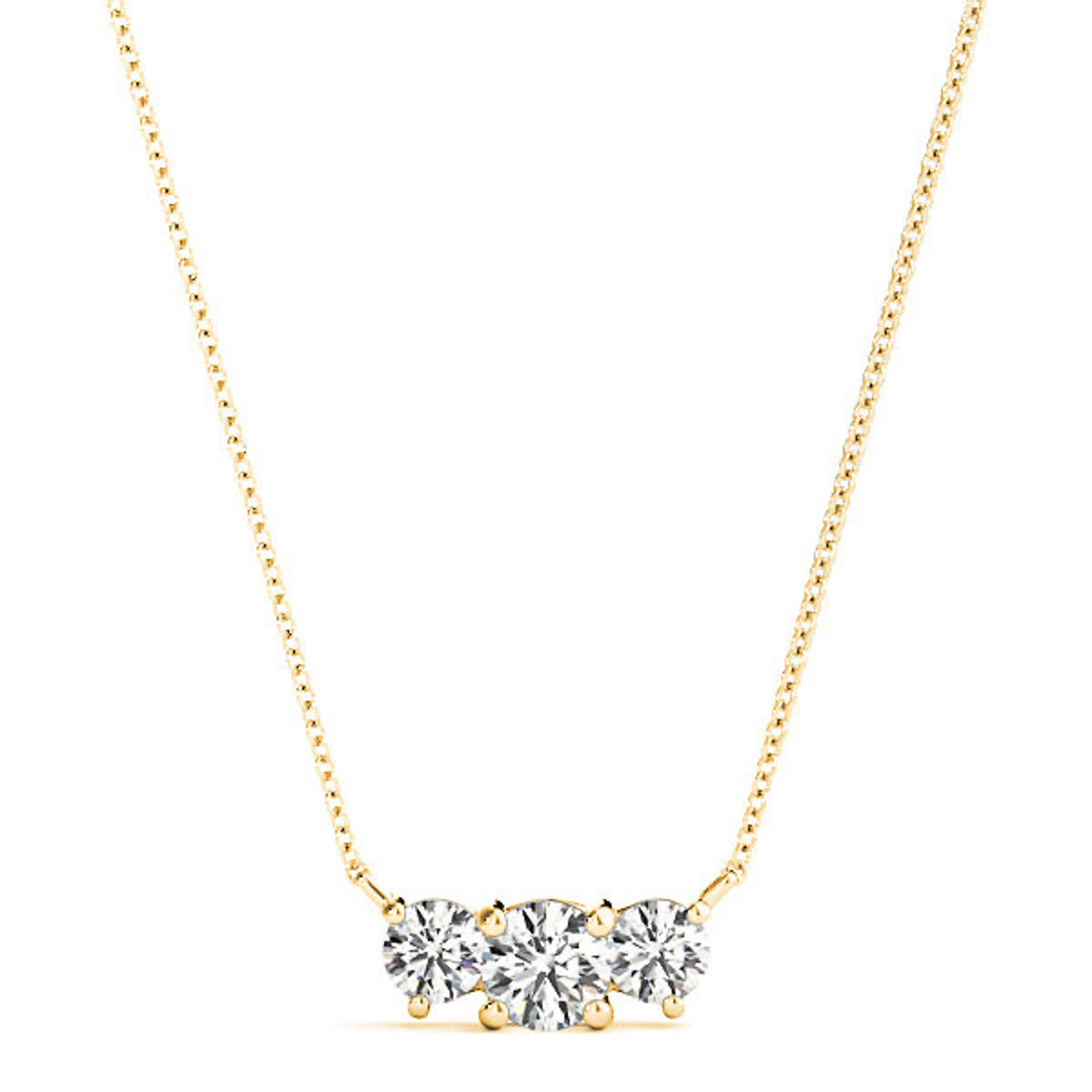 Horizontal 0.50 ctw Diamond Three Stone Necklace Pendant-VIRABYANI