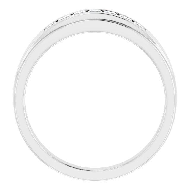 Seven Stone Channel Set Princess Diamond Men's Ring