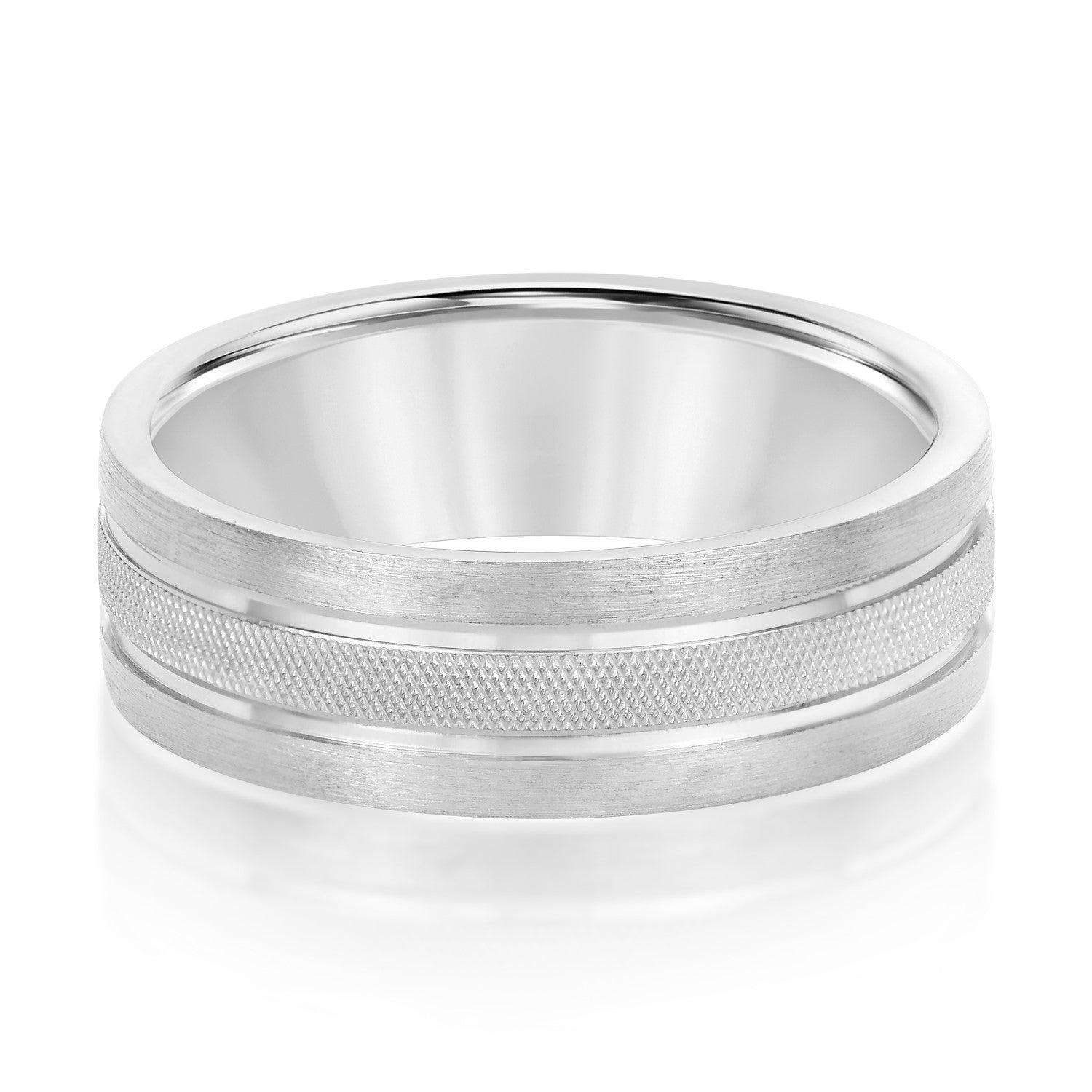 Double Row Comfort Fit Men's Wedding Band