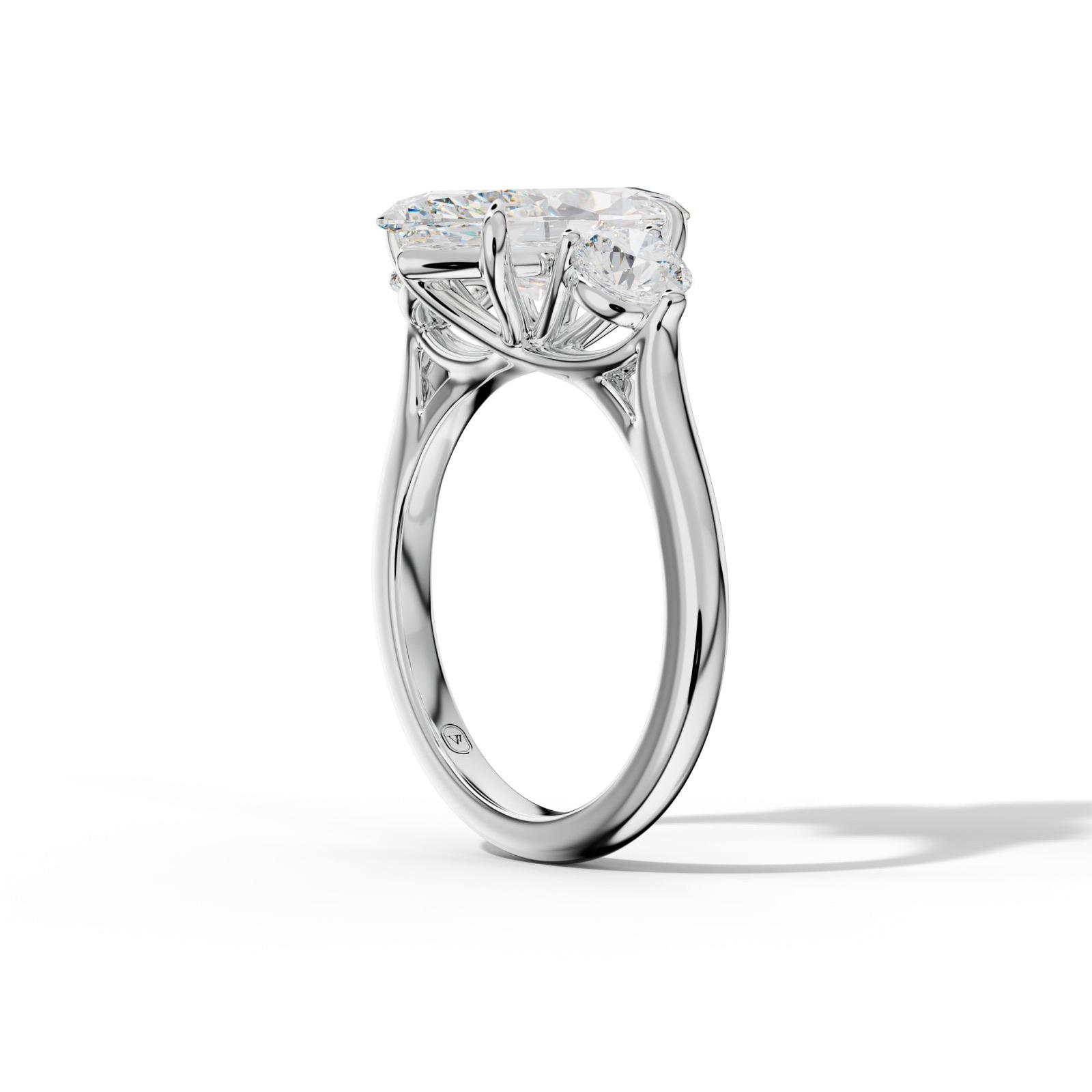 Elsa Marquise Center Round Side Diamond Engagement Ring
