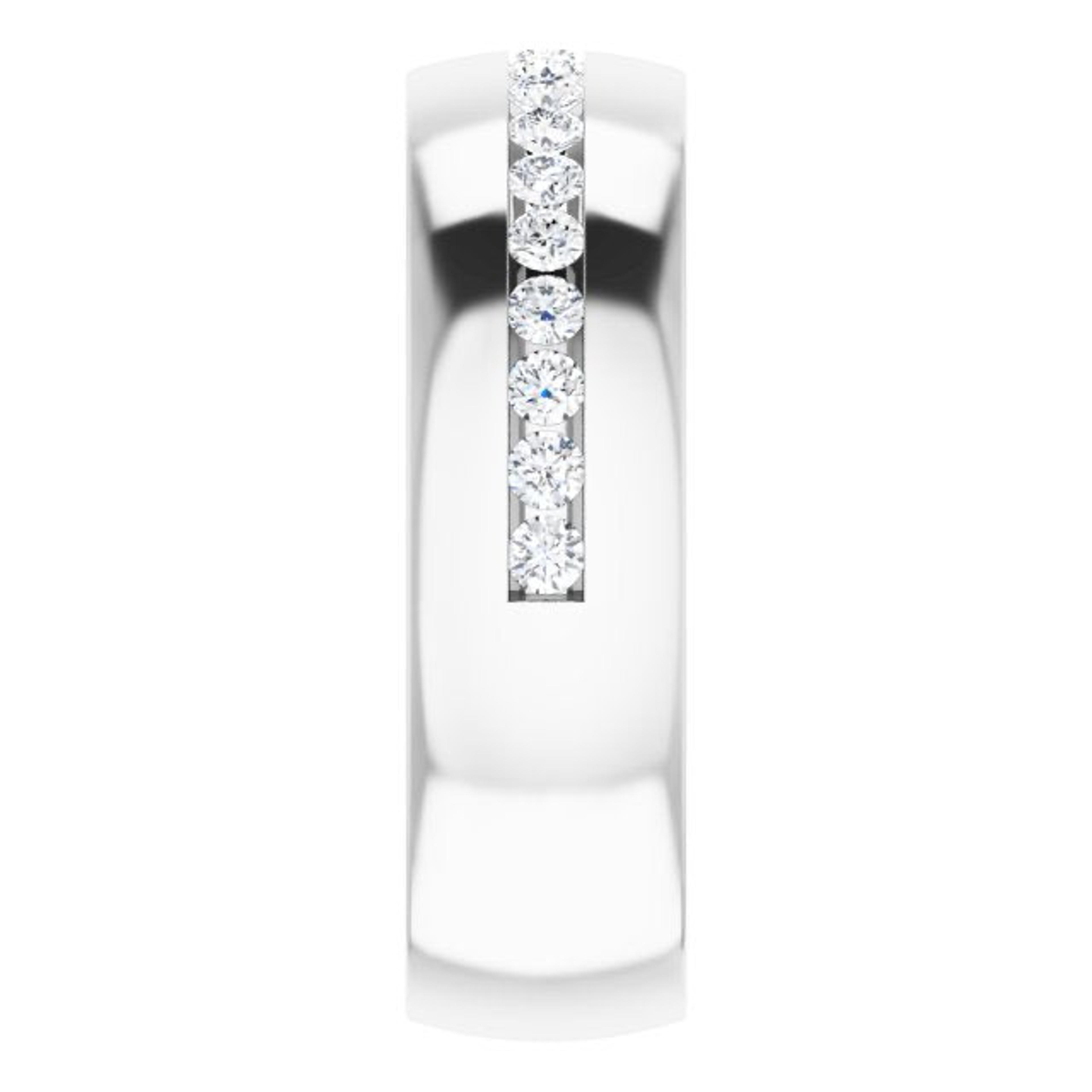 Channel Set Round Diamond Half Eternity Men's Band