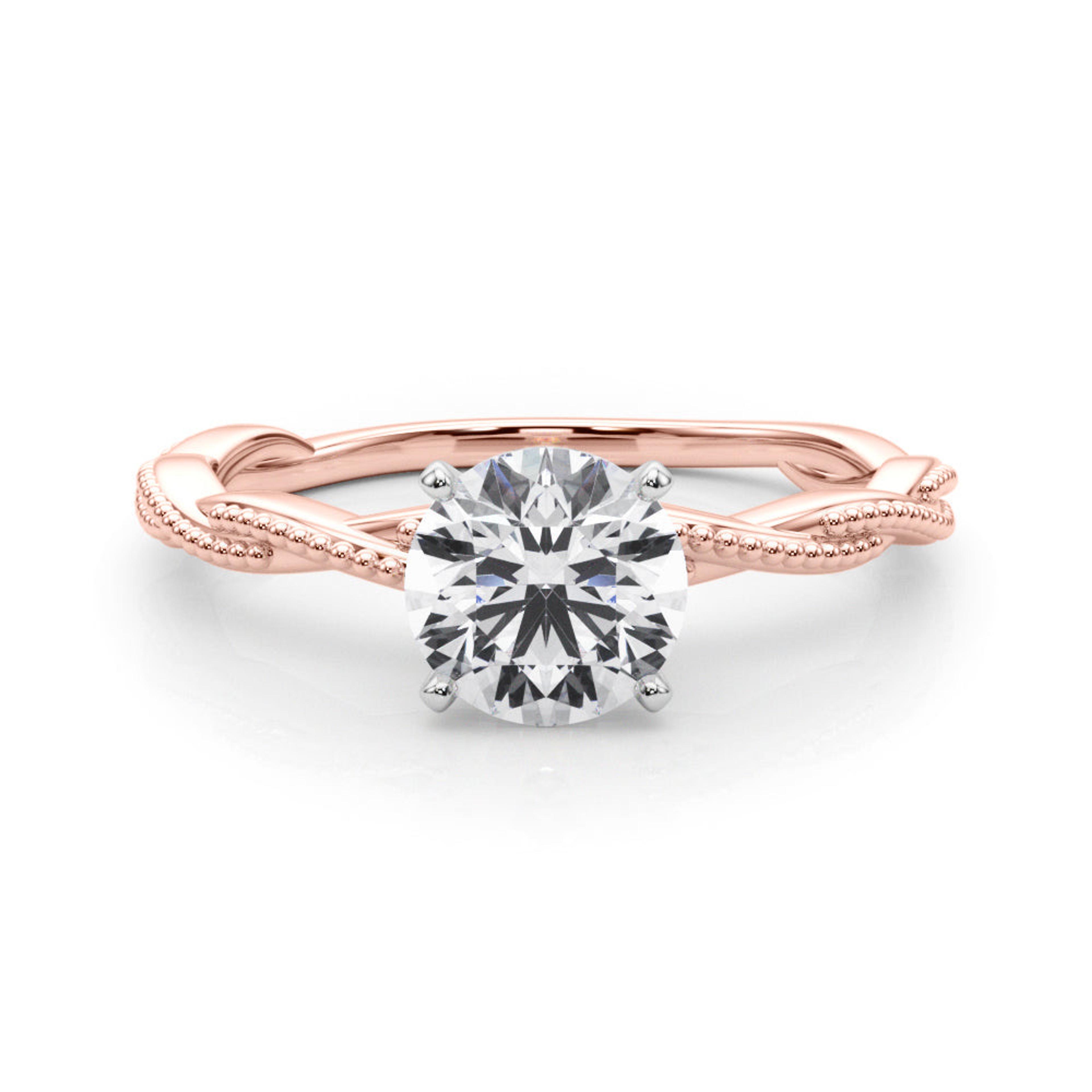 Anastasia Twisted Vine Round Diamond Solitaire Engagement Ring