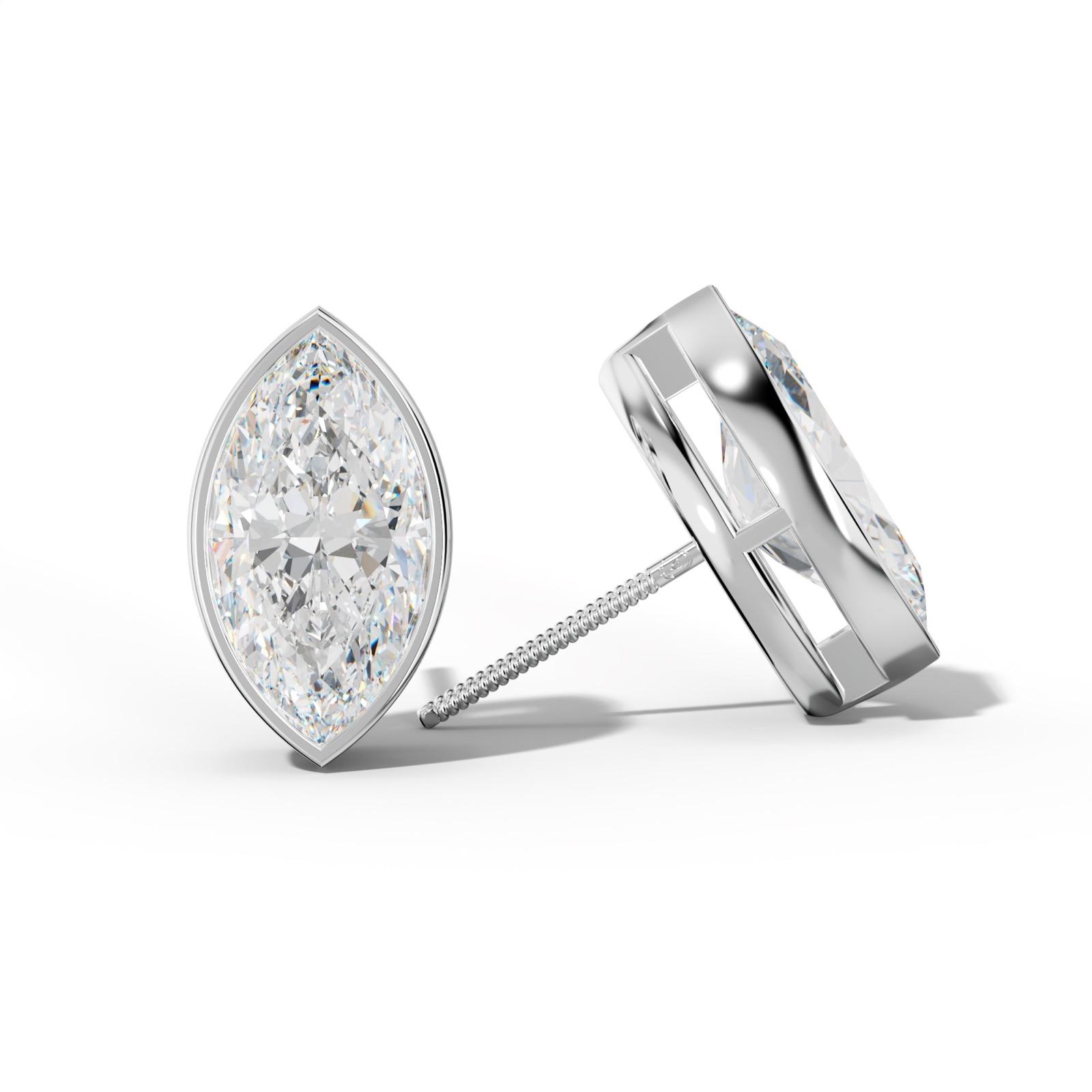 Marquise Diamond Stud Earrings With Bezel Setting