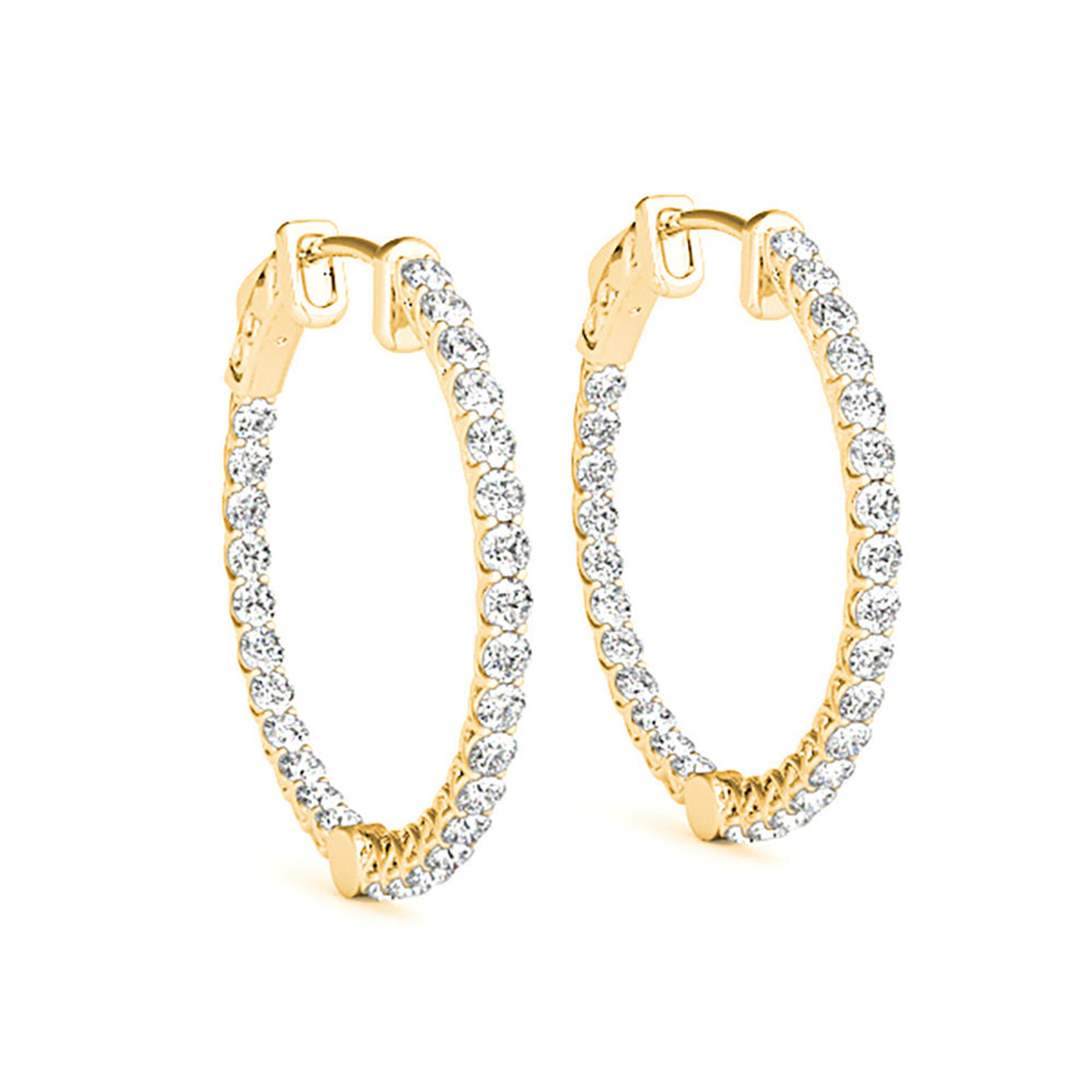 2.00 ctw Diamond Hoop Earrings Inside-Out Style