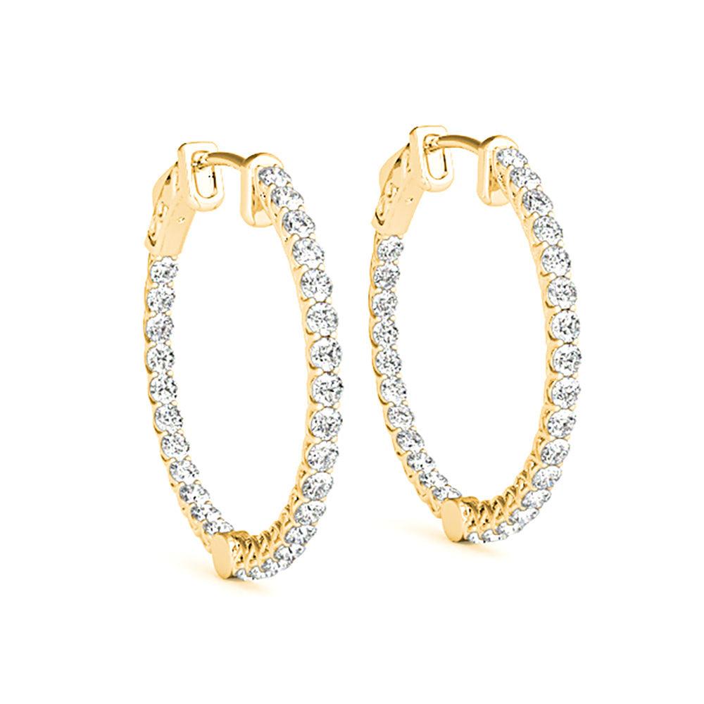 2.00 ctw Diamond Hoop Earrings Inside-Out Style