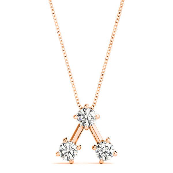 1.00 ctw Round Diamond Three Stone Necklace Pendant-VIRABYANI