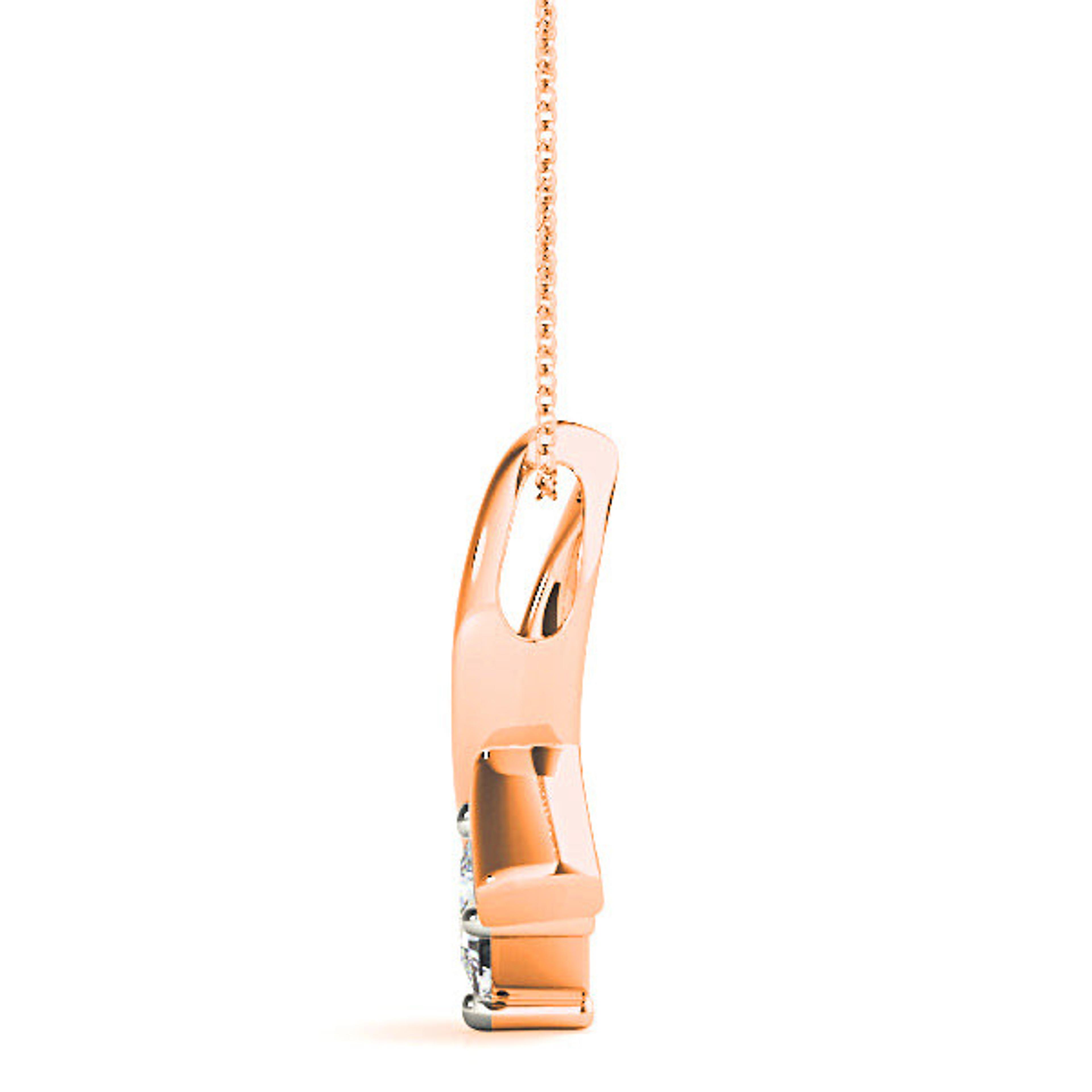 Ribbon Princess Cut Diamond Solitaire Necklace Pendant-VIRABYANI