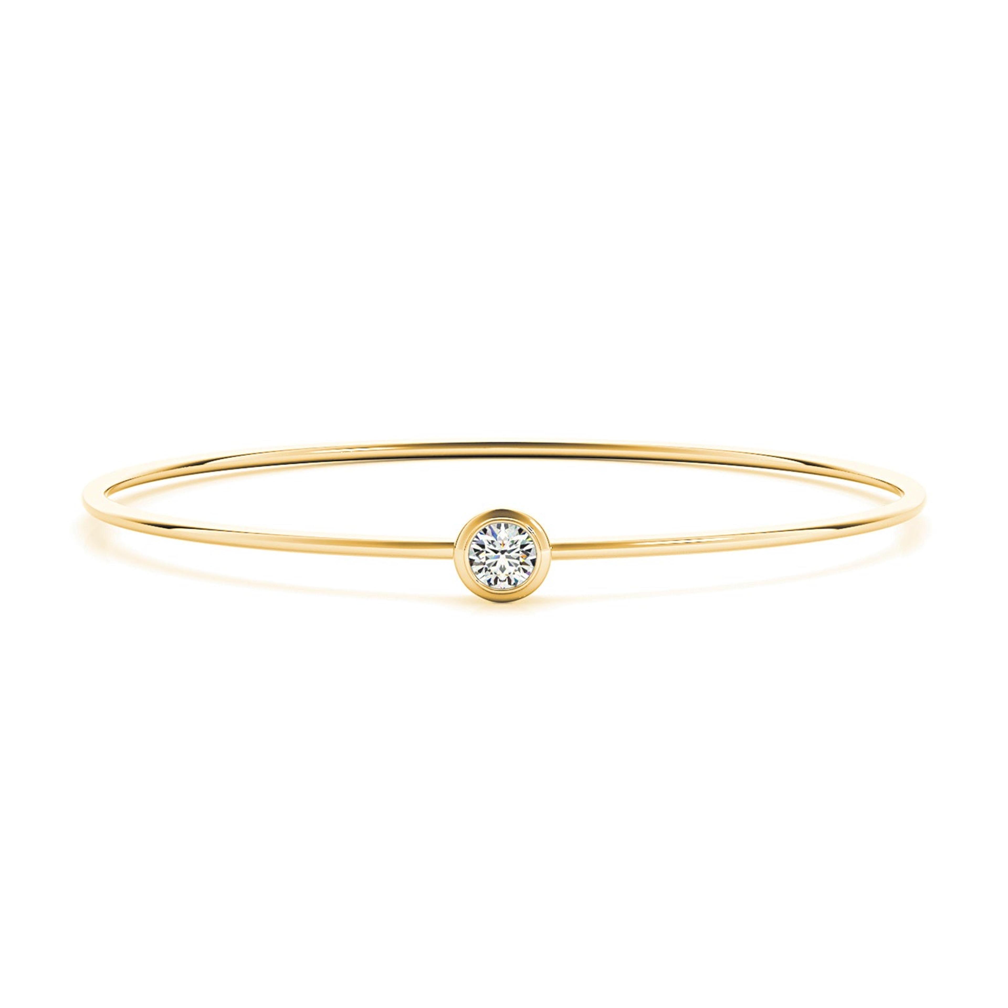 0.35 ct Single Diamond Bangle Bracelet Bezel Set-VIRABYANI