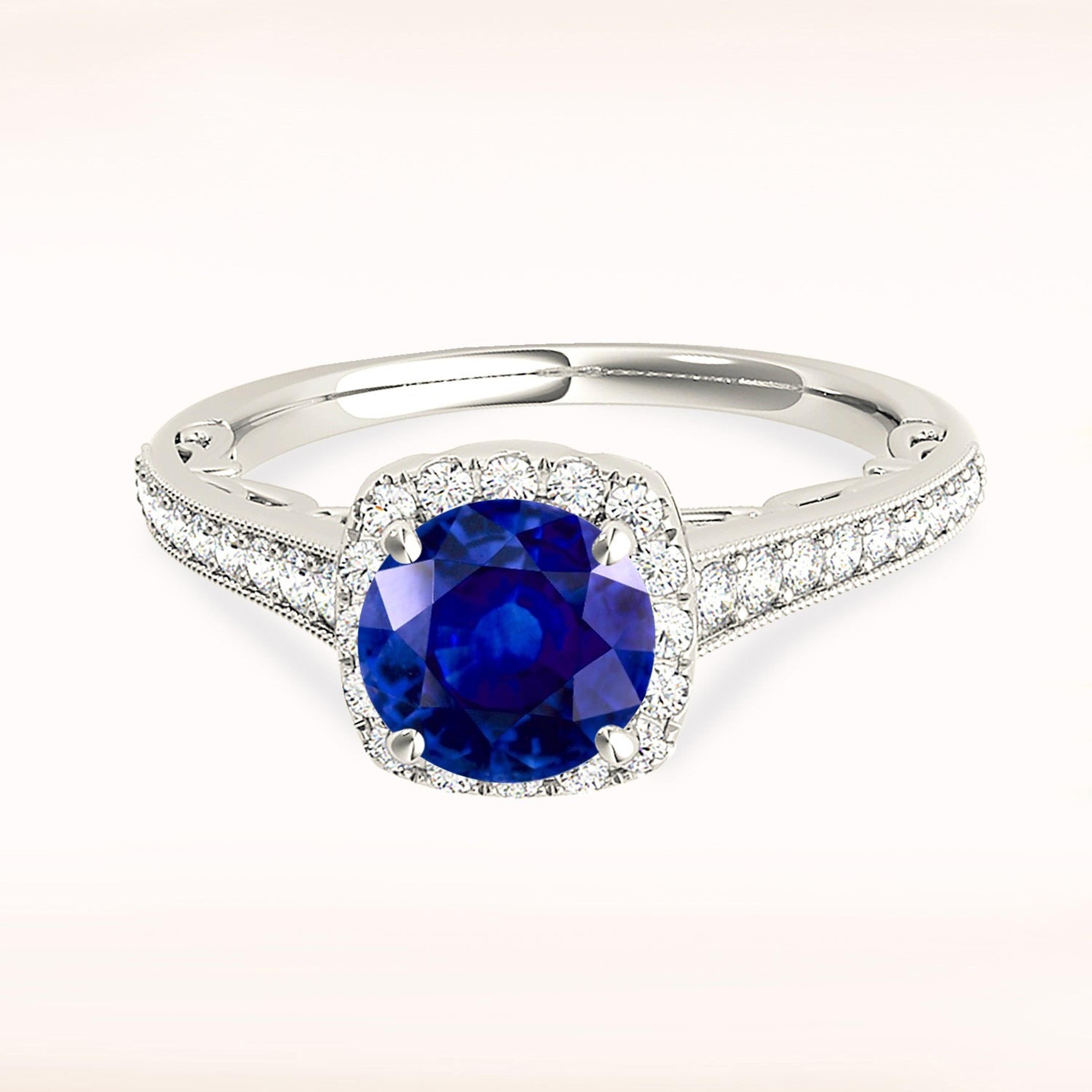 1.80 ct. Genuine Blue Round Sapphire Ring