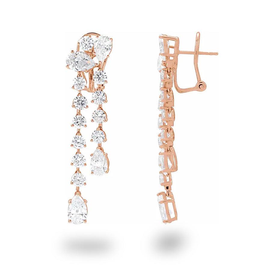 10.0 ct. Round and Pear Shape Diamond Dangle Earrings
