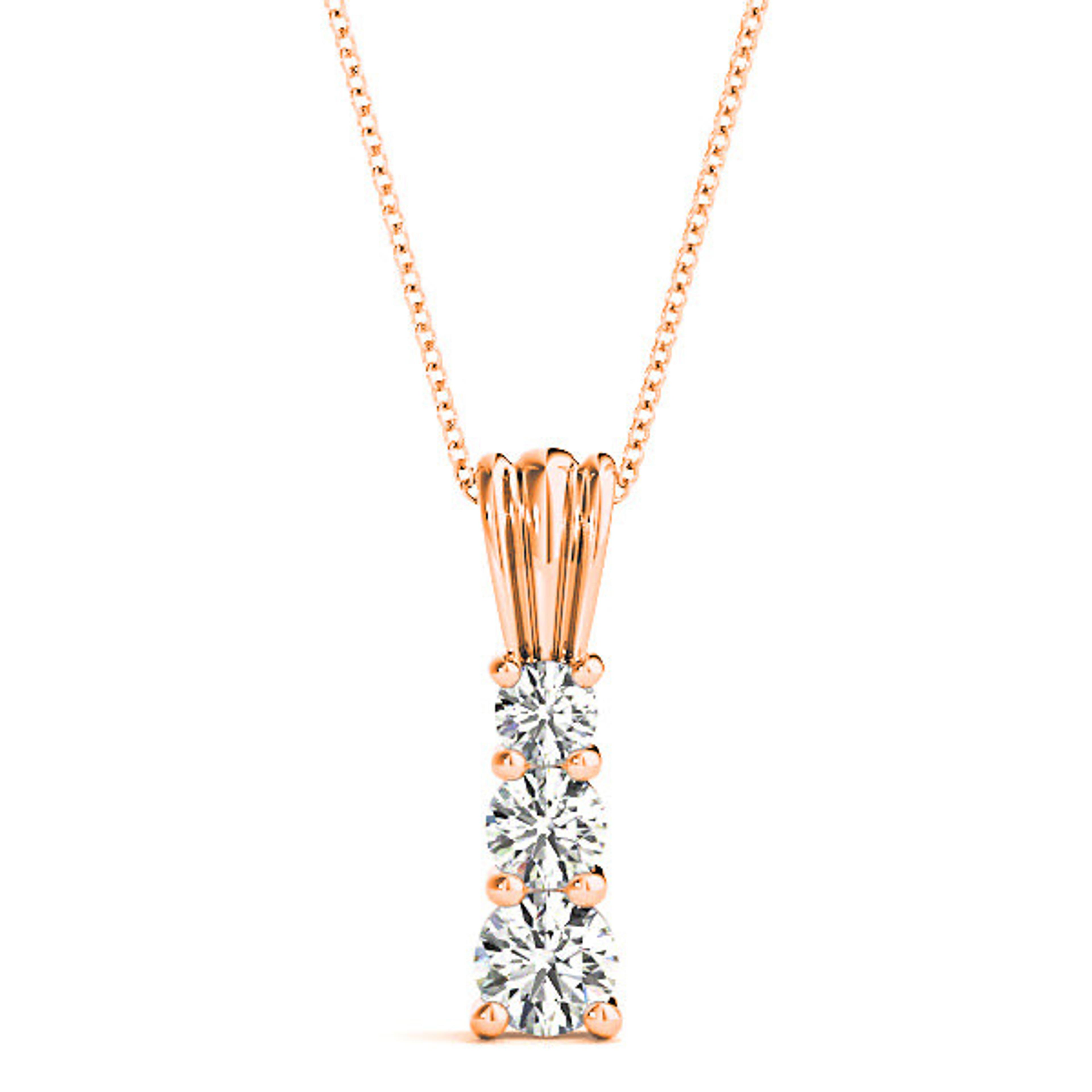 Graduated 1.00 ctw Diamond Three Stone Necklace Pendant-VIRABYANI
