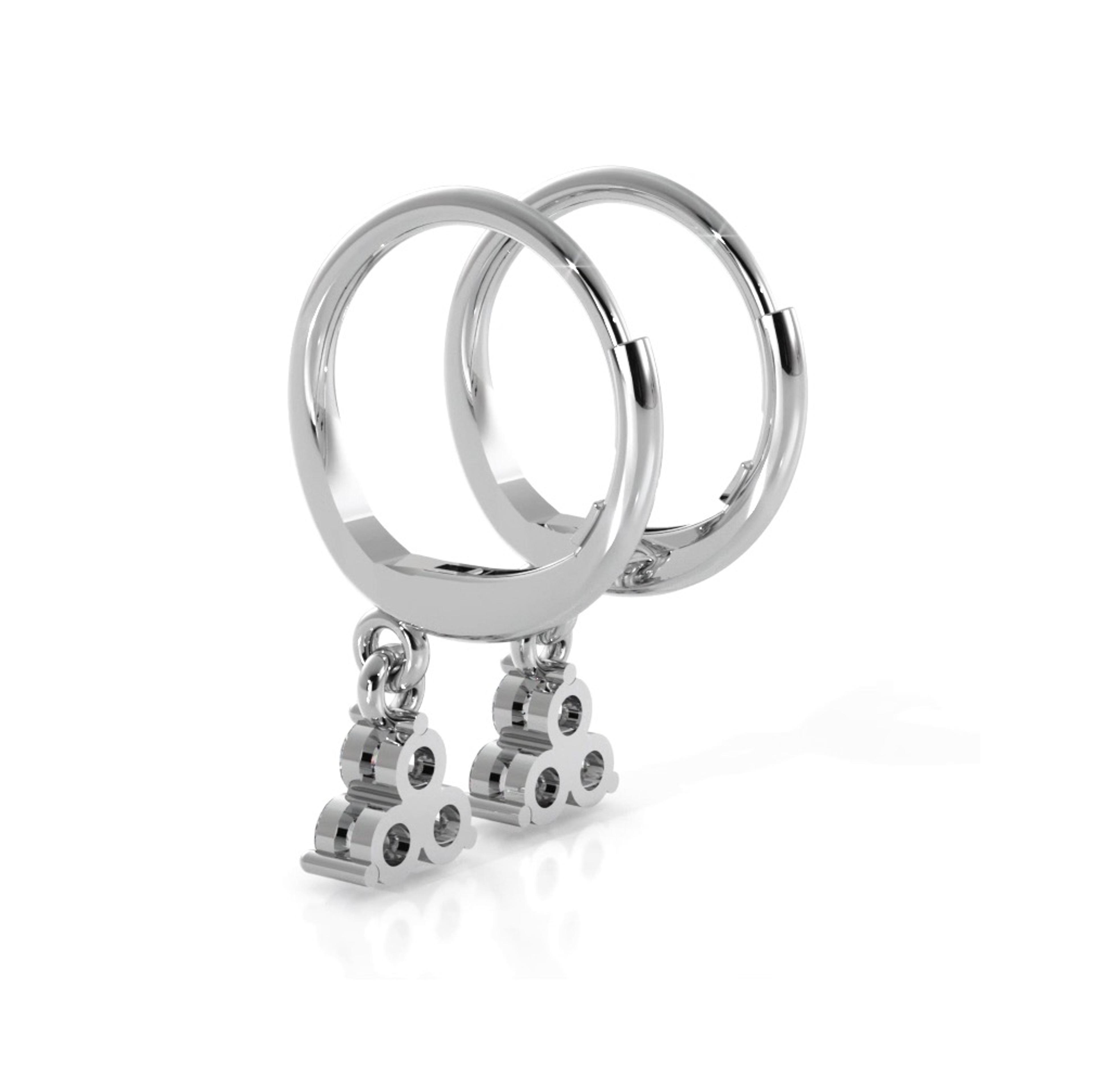 Trillium 0.70 ctw. Three Stone Dangle Round Diamond Hoop Earrings