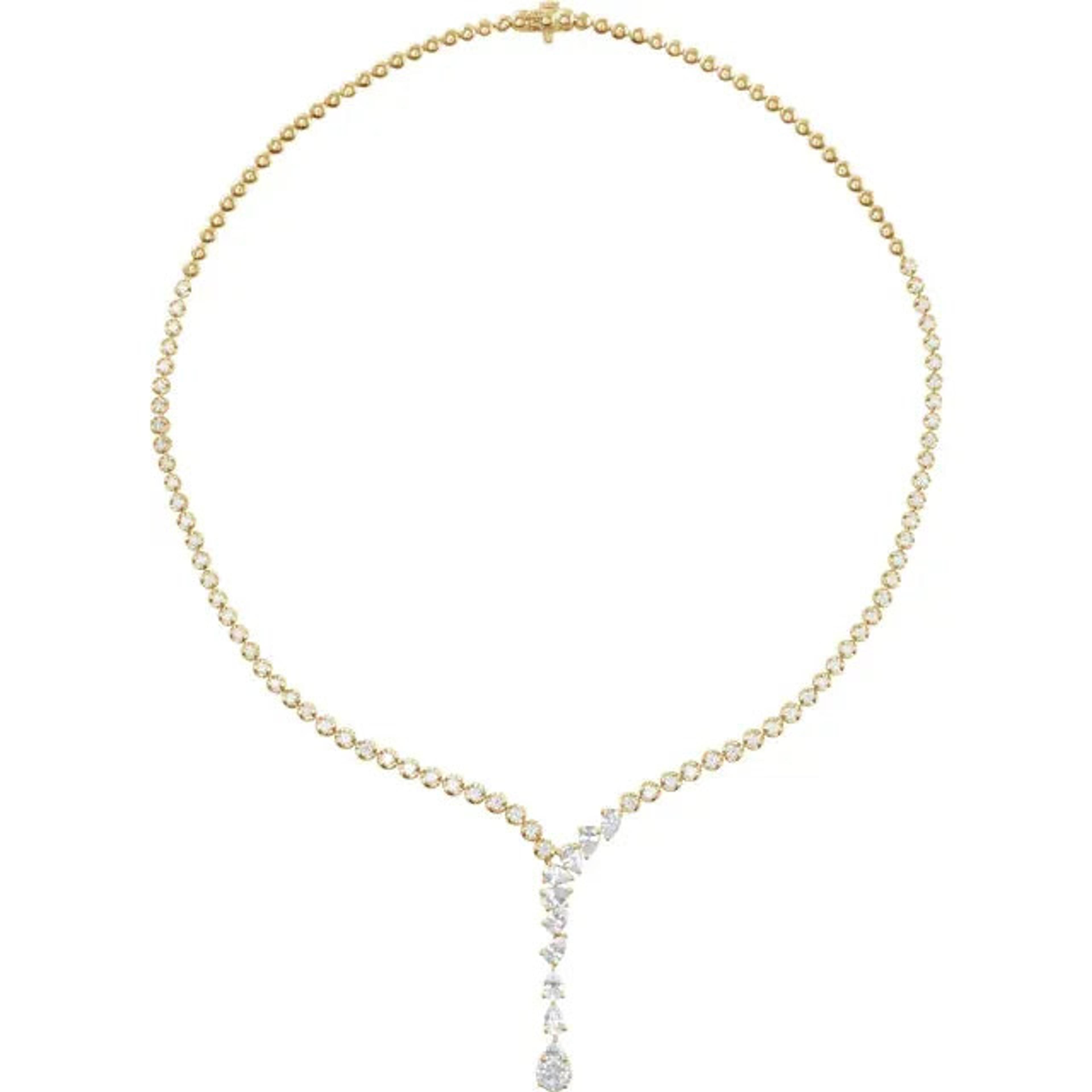 5.50 ct. Pear Shape Diamond Cluster-Tennis Necklace