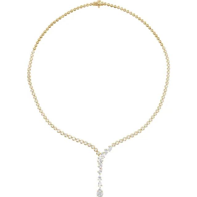 5.50 ct. Pear Shape Diamond Cluster-Tennis Necklace