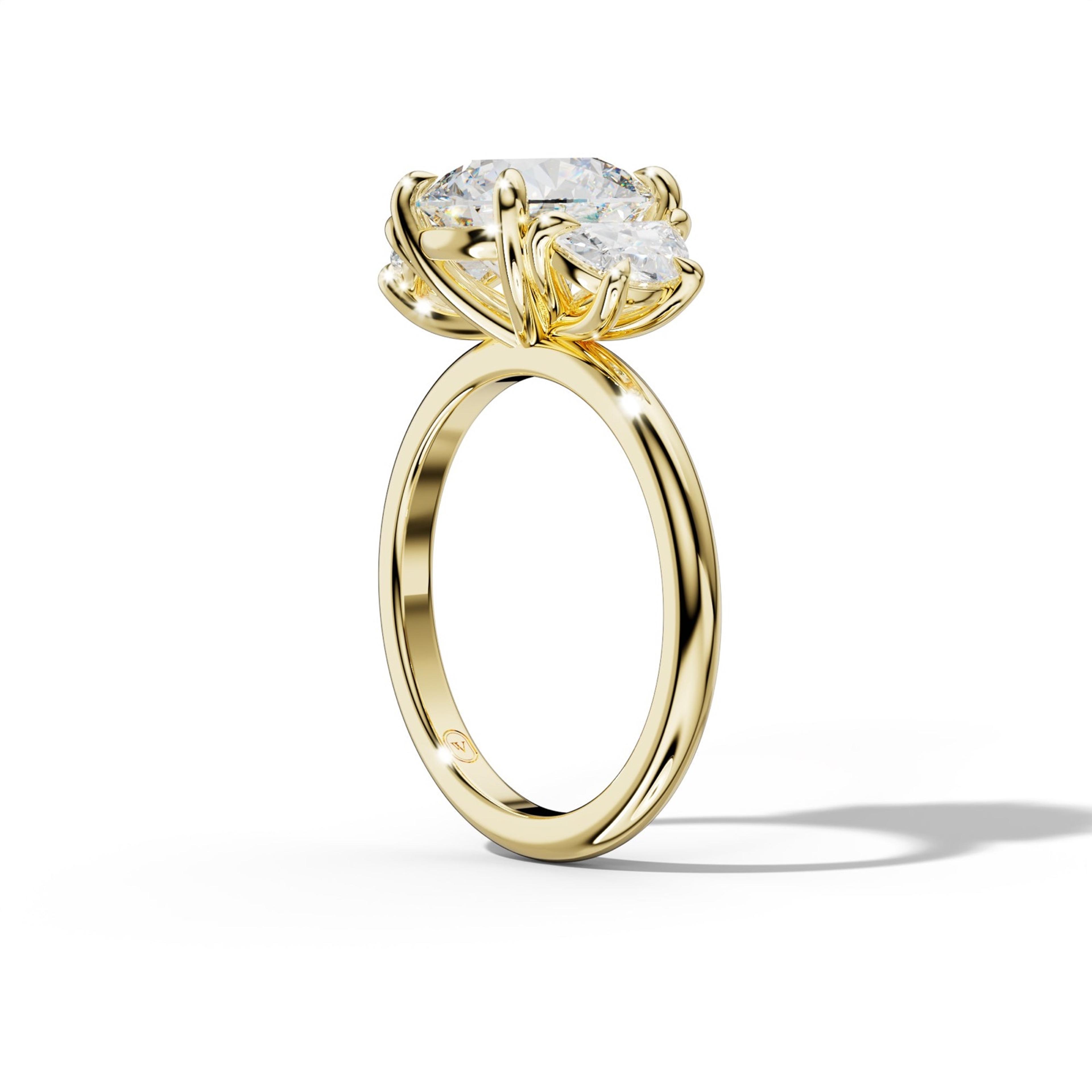 Itzel Round Half Moon Side Diamond Engagement Ring
