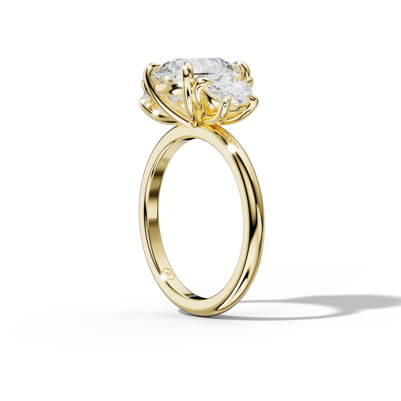 Itzel Round Half Moon Side Diamond Engagement Ring