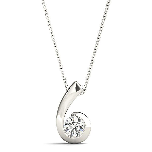 Twisted Bezel Set Round Diamond Solitaire Necklace Pendant-VIRABYANI