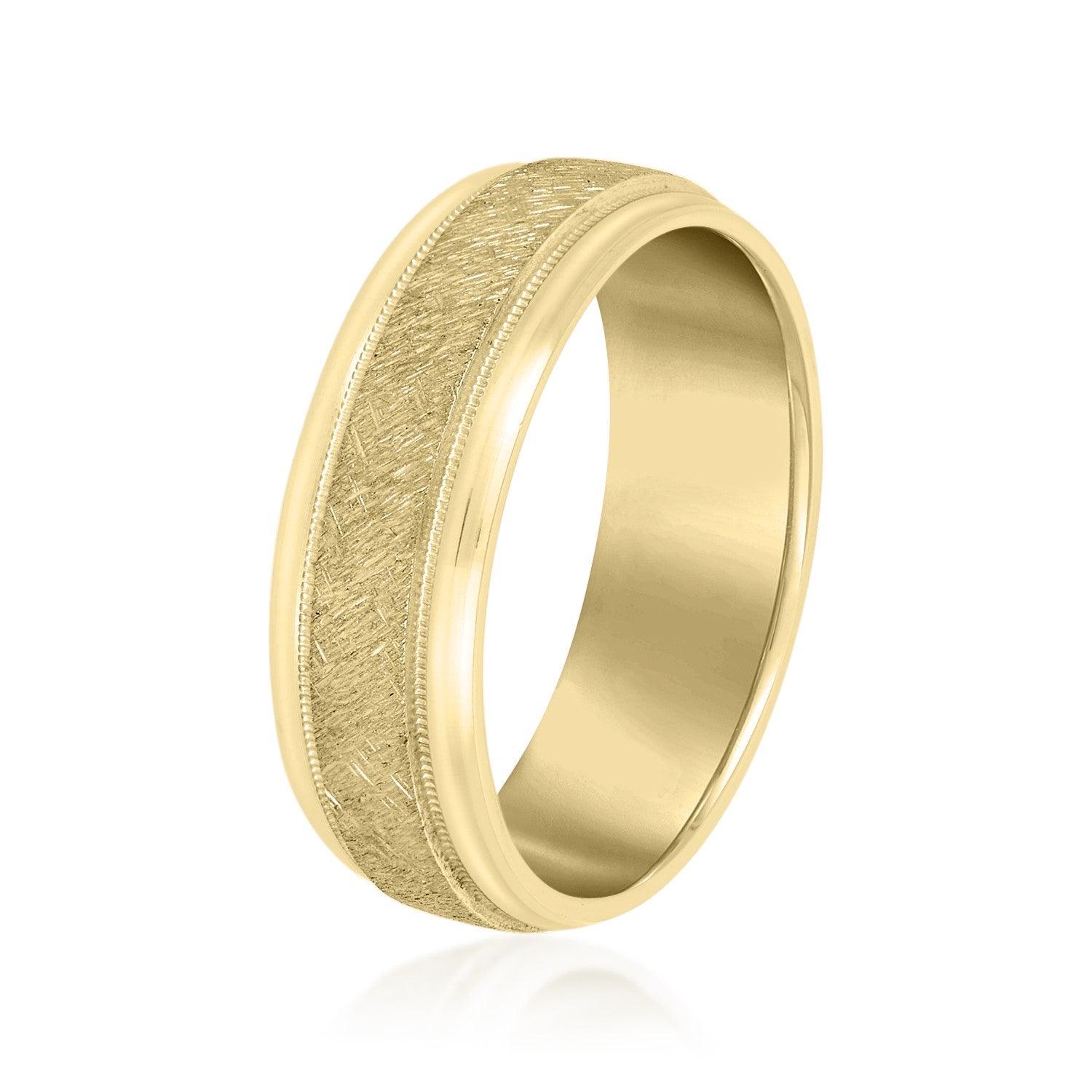 Men's Scratch-Finish Milgrain Wedding Band