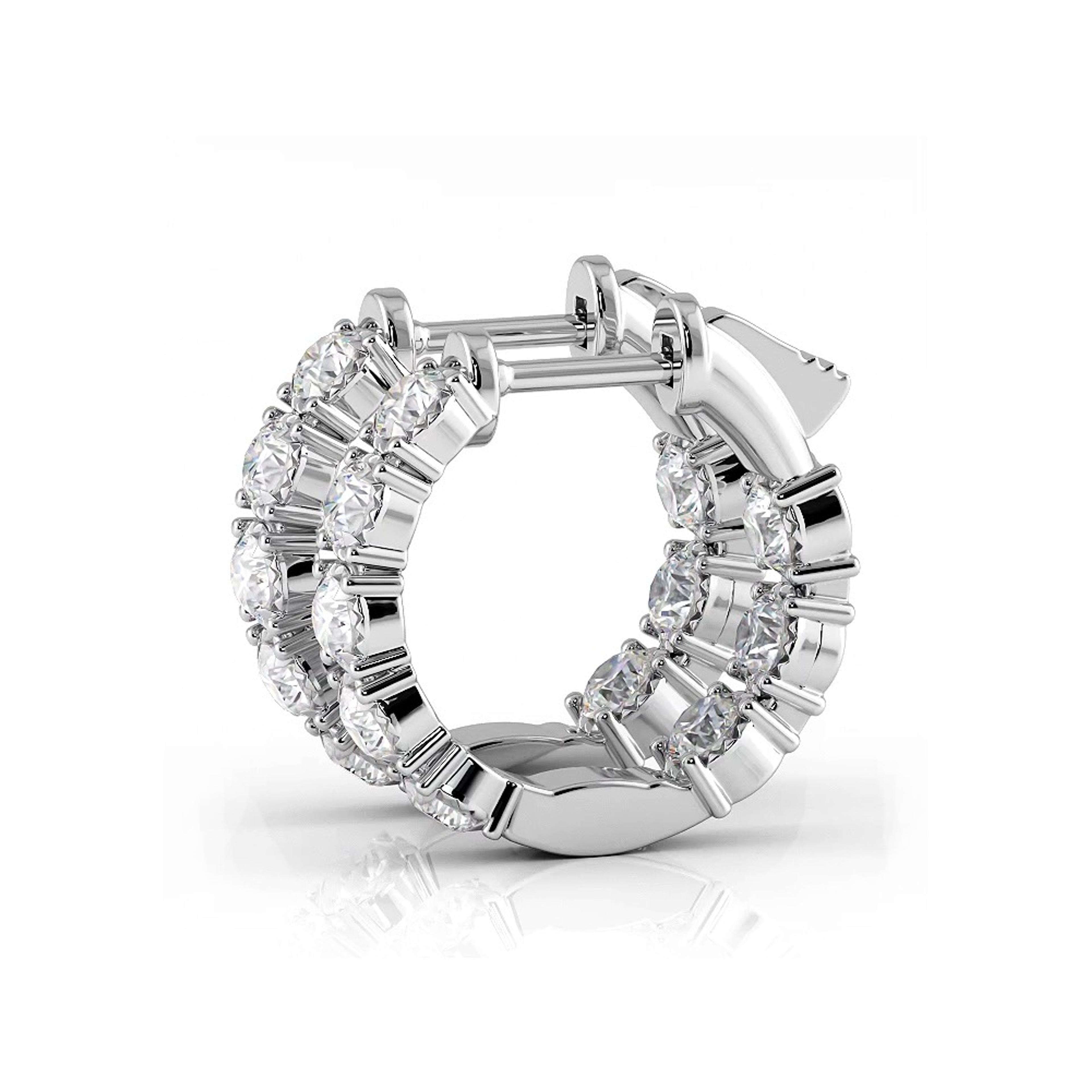 1.0 ctw. Diamond Hoop Earrings Crown  Style Setting