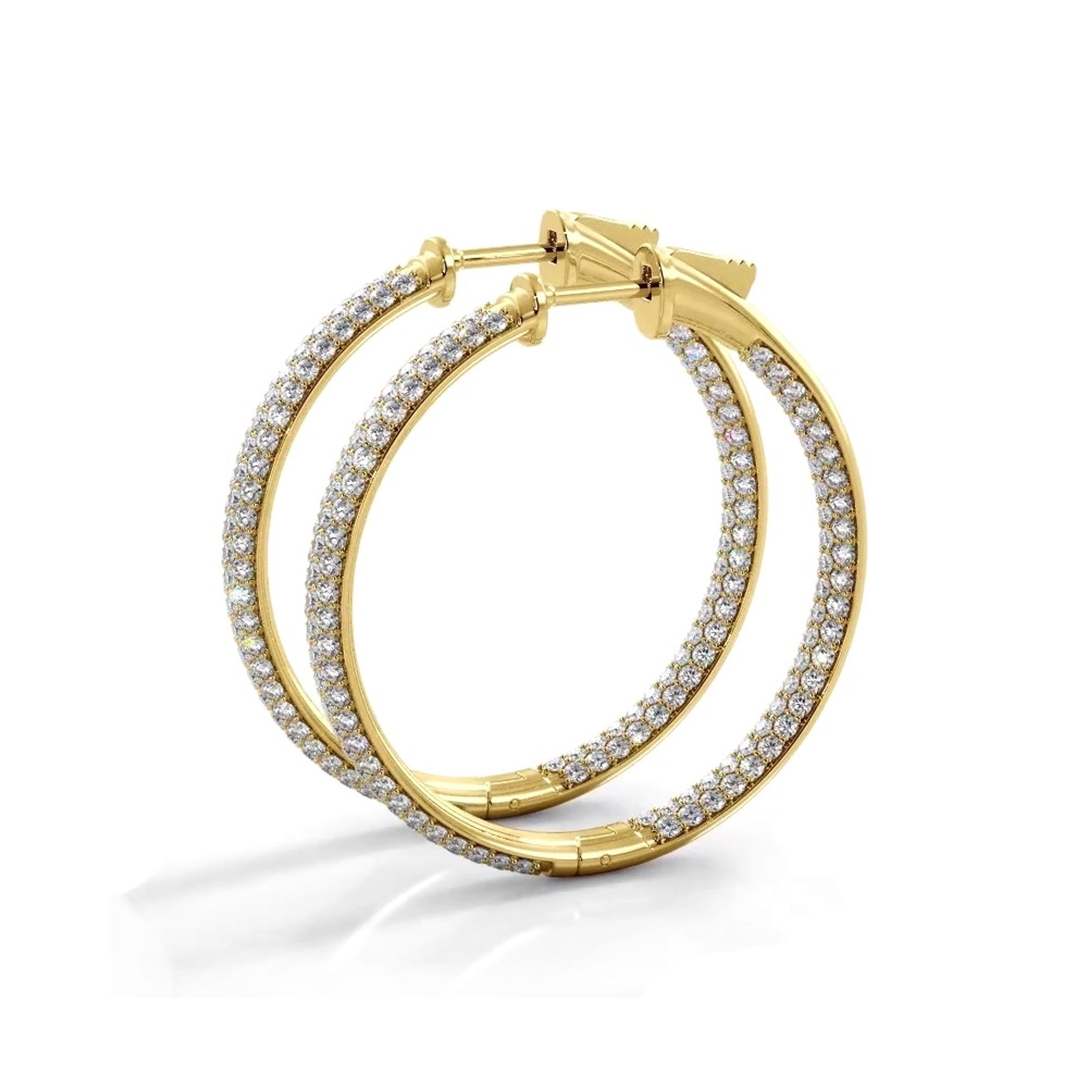 2.5 ctw. Triple Row Inside Out Pave Diamond Hoop Earrings Dome Style