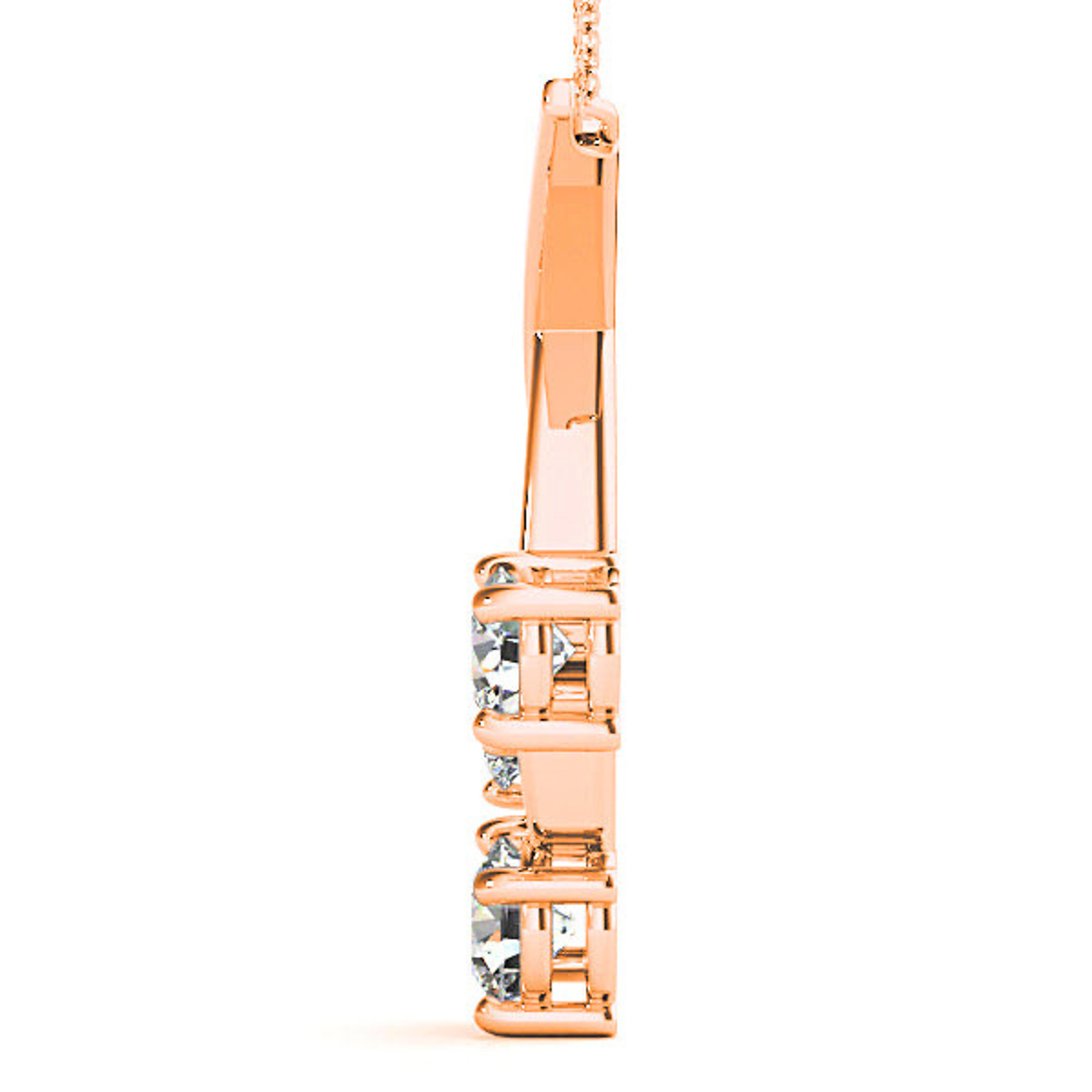 1.00 ctw Graduated Diamond Three Stone Necklace Pendant-VIRABYANI